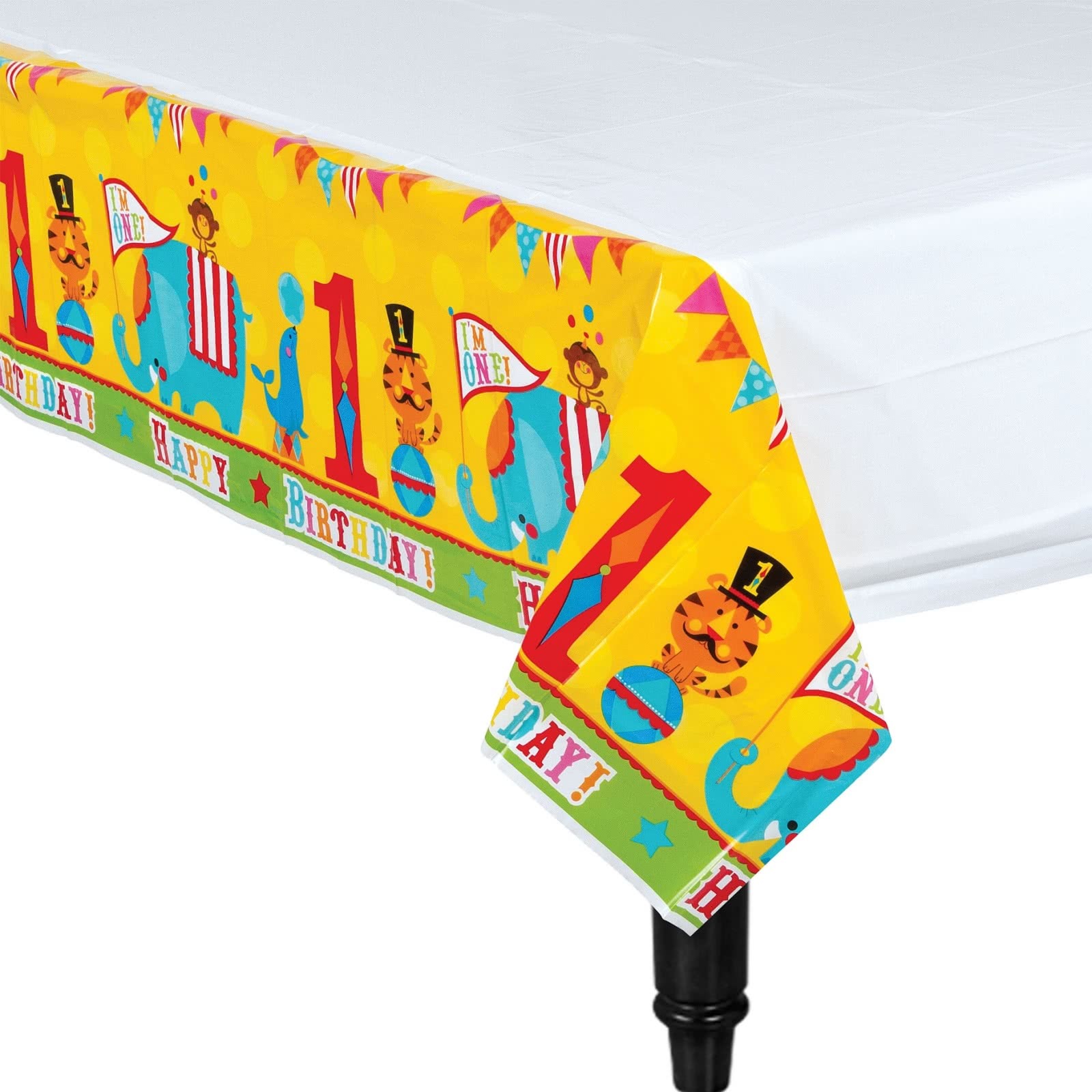 1st Birthday Circus Plastic Tablecloth