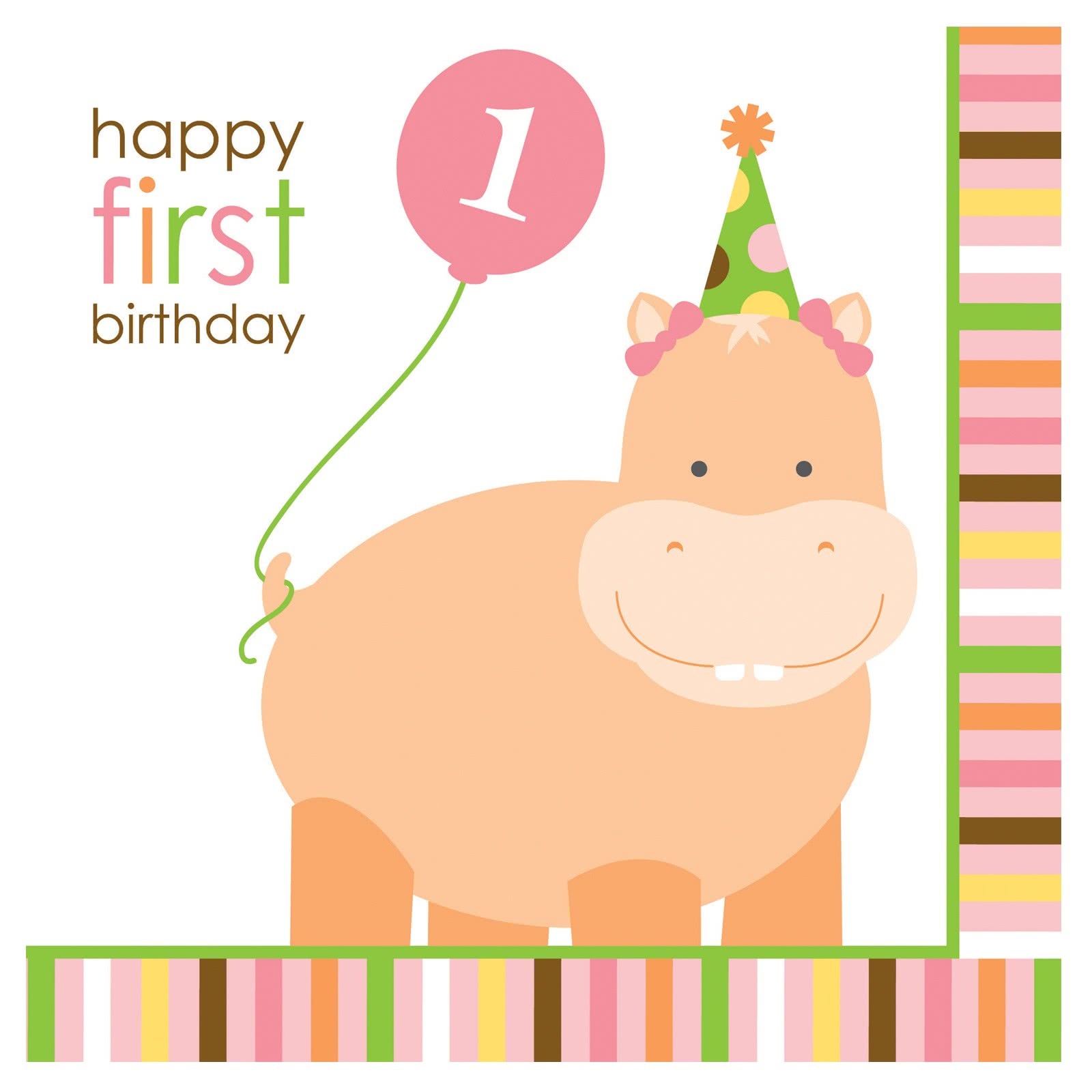 Sweet At One Girl Large Napkins / Serviettes (Pack of 16)