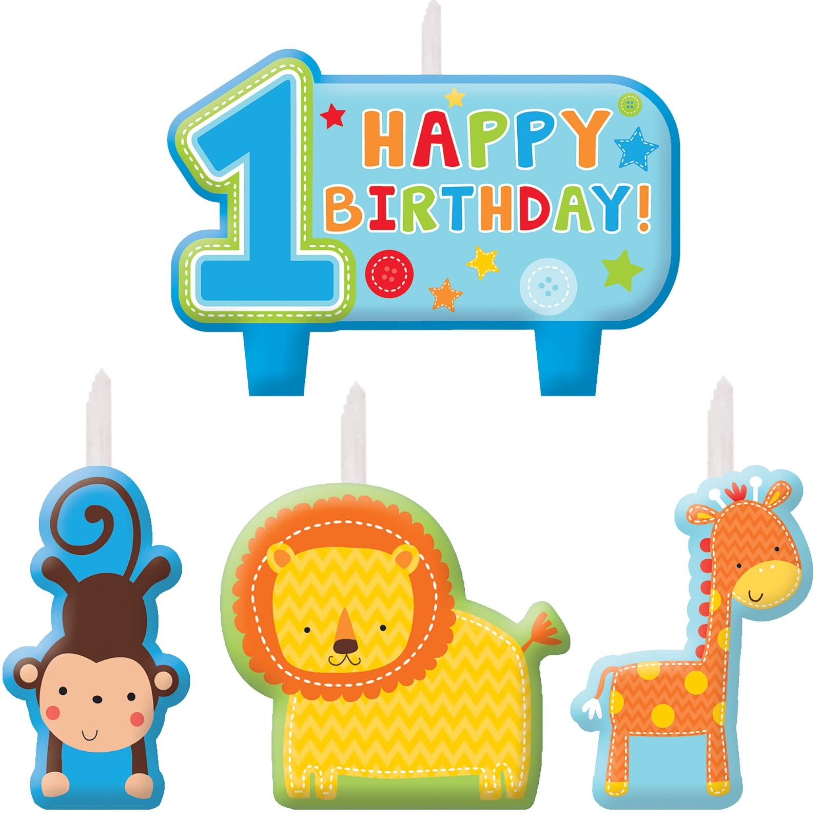 One Wild Boy 1st Birthday Candles (Set of 4)