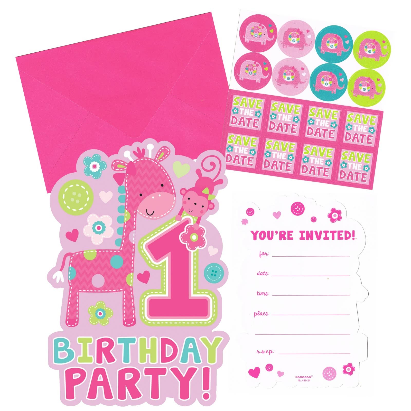 One Wild Girl 1st Birthday Party Invitations (Pack of 8)
