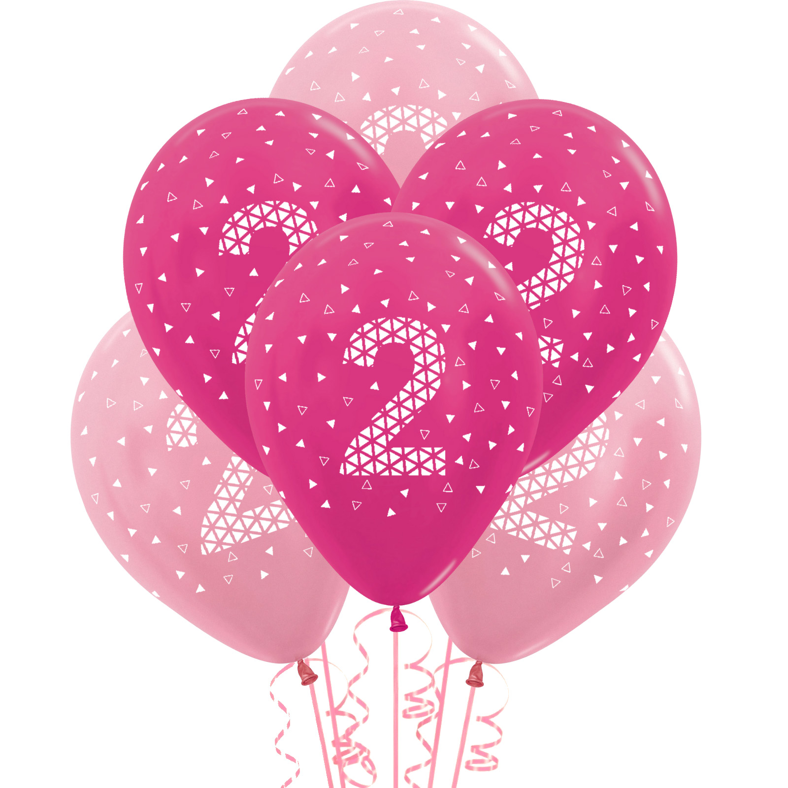 2nd Birthday Pink Geometric Pattern Balloons 45cm (Pack of 6)