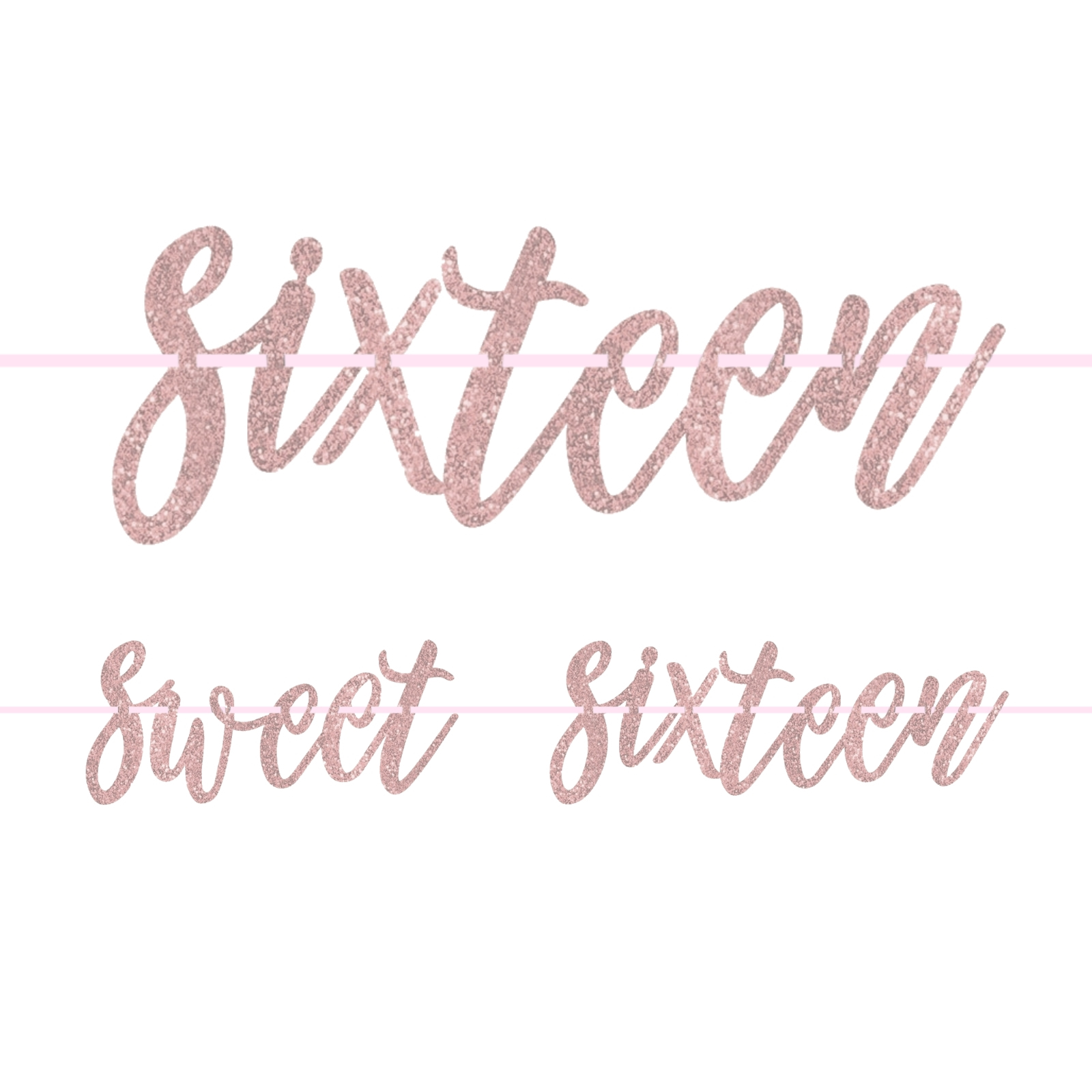 Sweet Sixteen Pink Rose Gold Glitter Banner