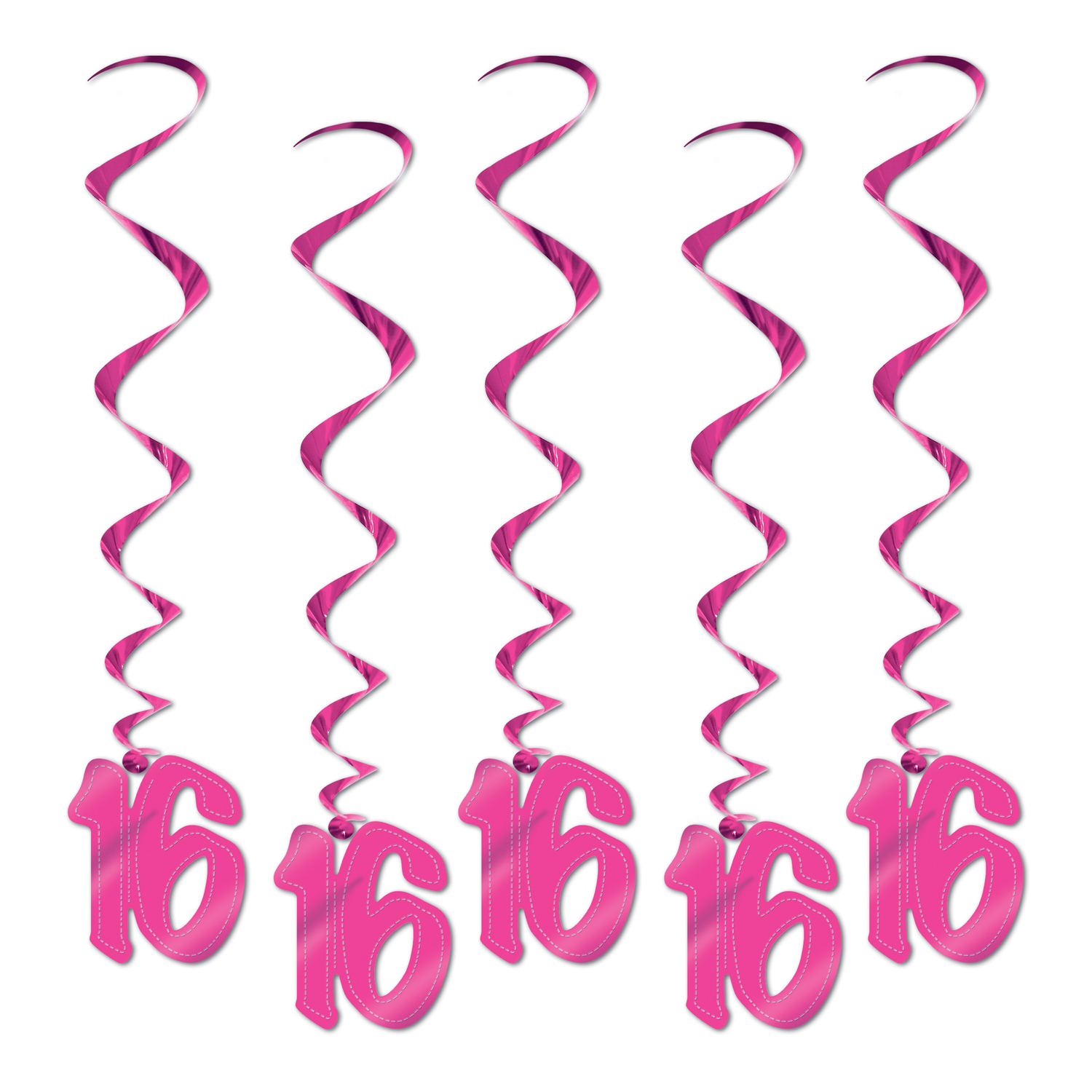 Pink 16th Birthday Whirls (Pack of 5)