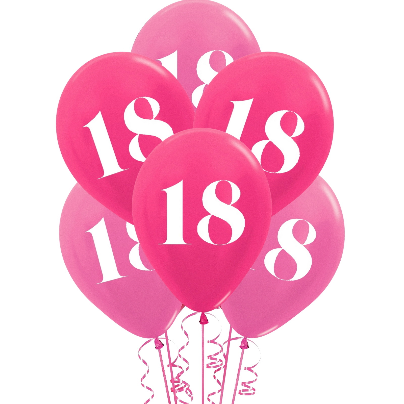18th Birthday Shimmer Pink Mix Balloons (Pack of 6)