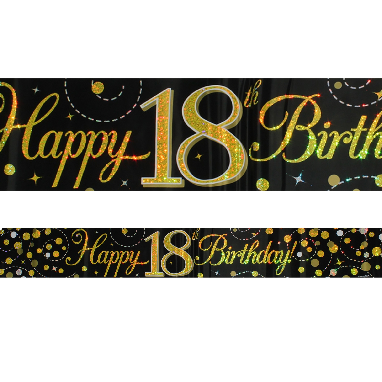 Sparkling Fizz Black and Gold 18th Happy Birthday Banner 