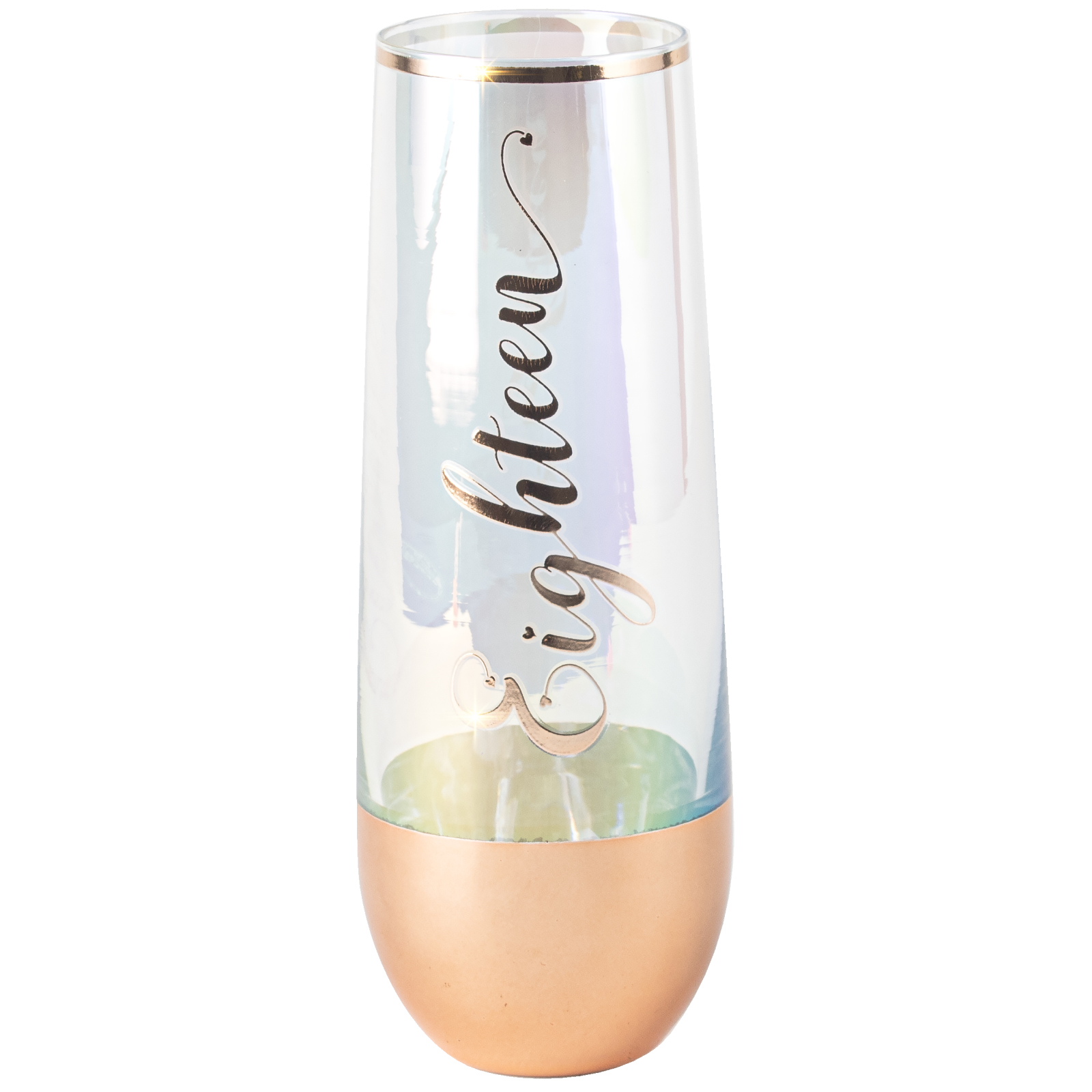 18th Birthday Rose Gold Ombre Stemless Champagne Glass