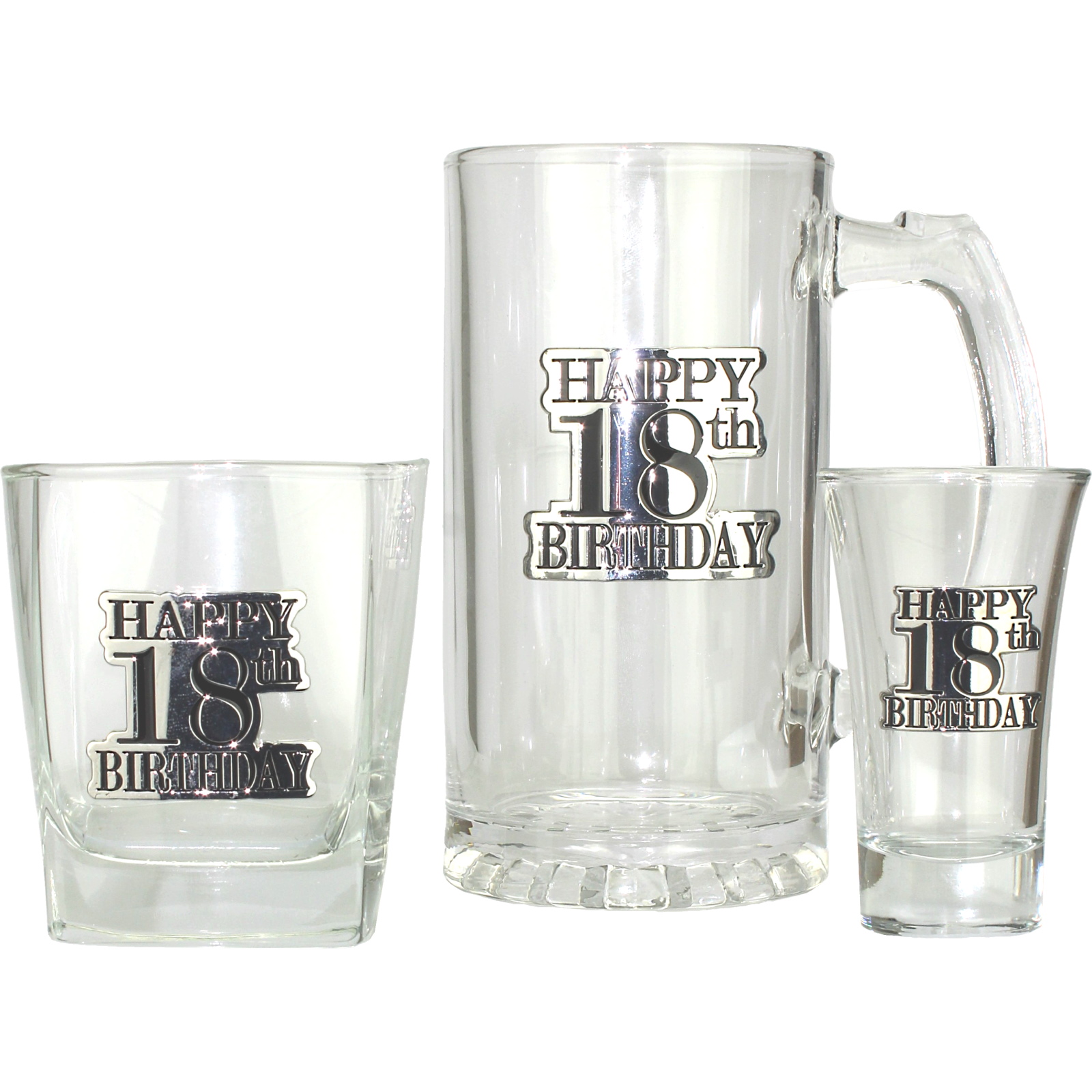 18th Birthday Badged Beer Stein & Whisky Glass Gift Set