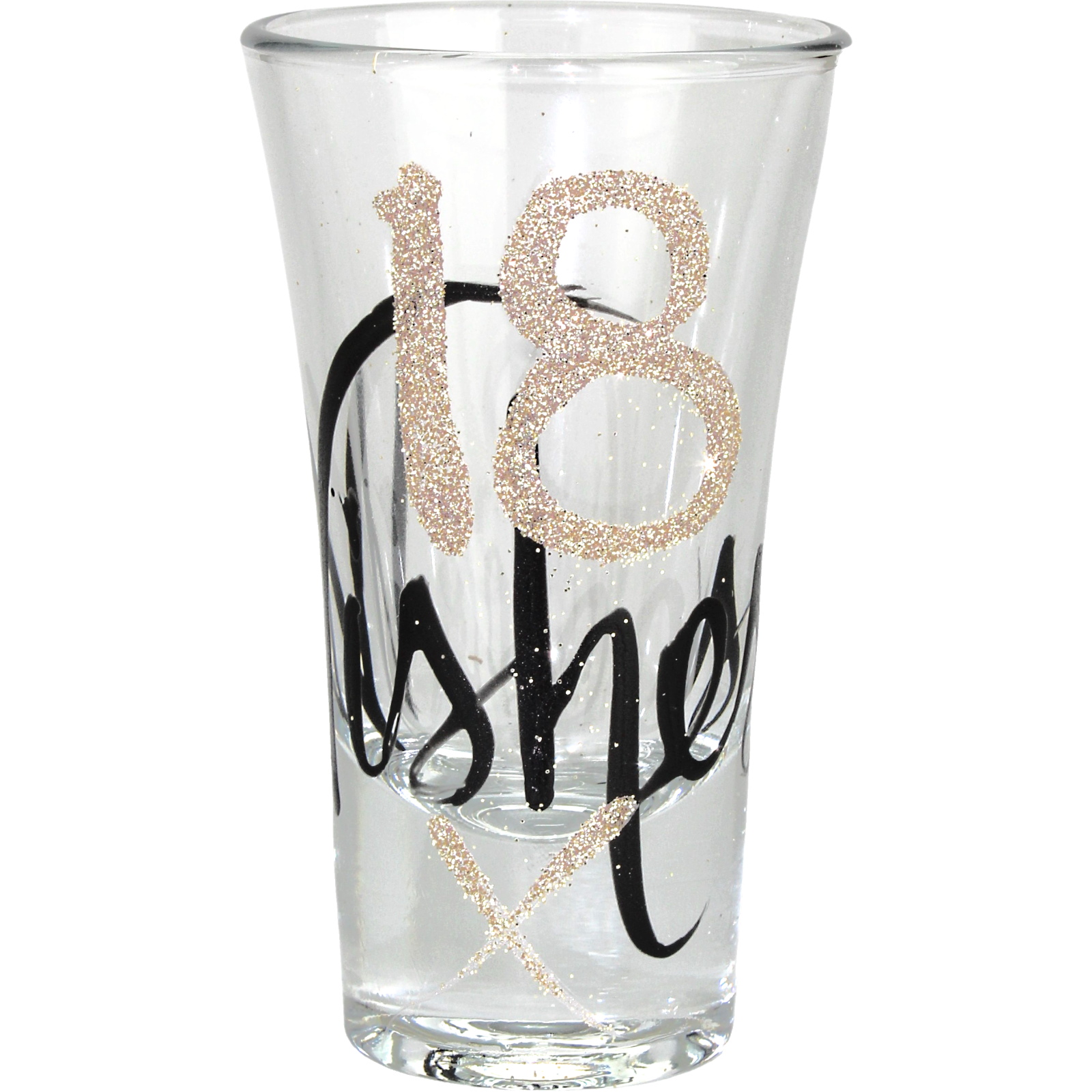 18 Wishes Rose Gold Glitter Shot Glass