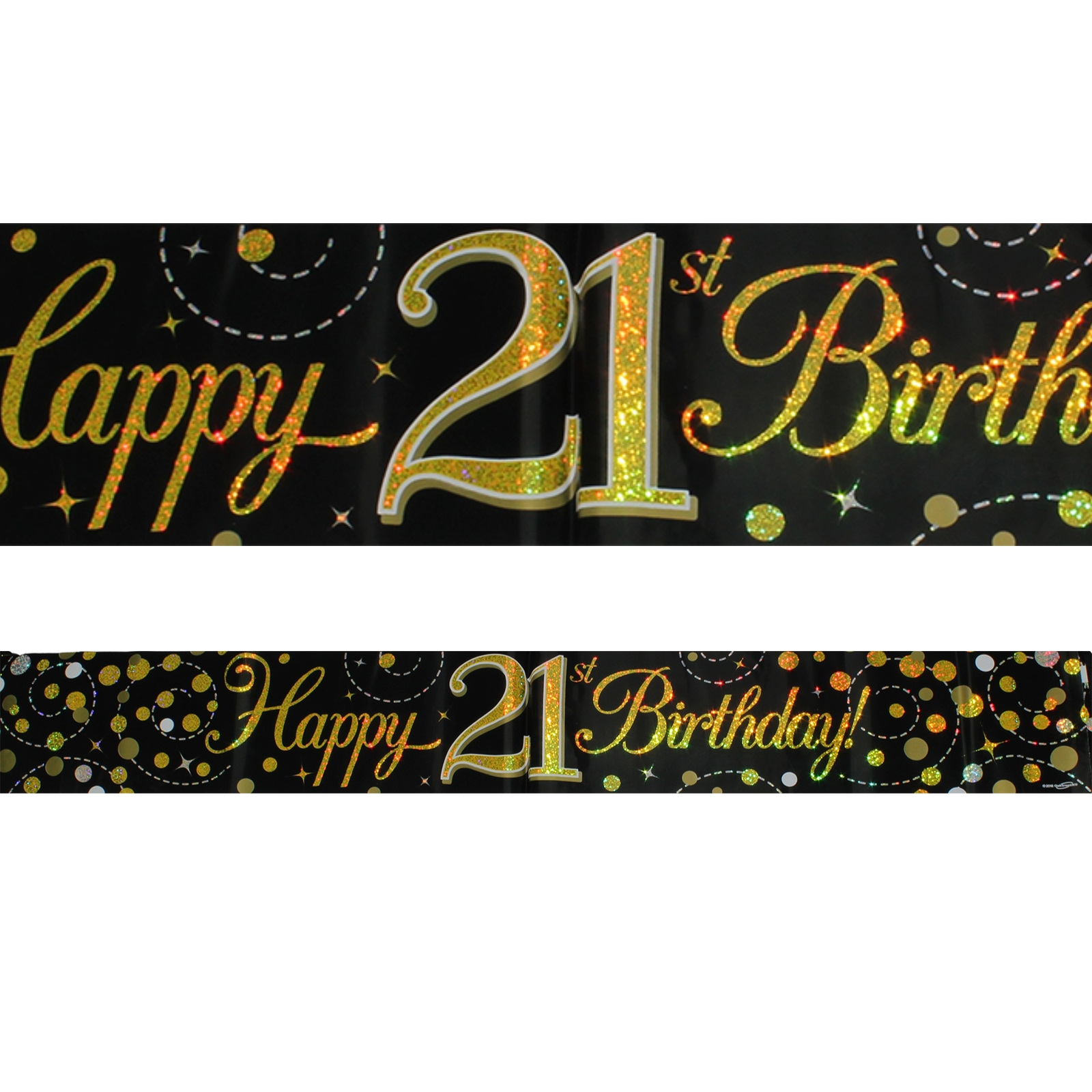Sparkling Fizz Black and Gold 21st Happy Birthday Banner