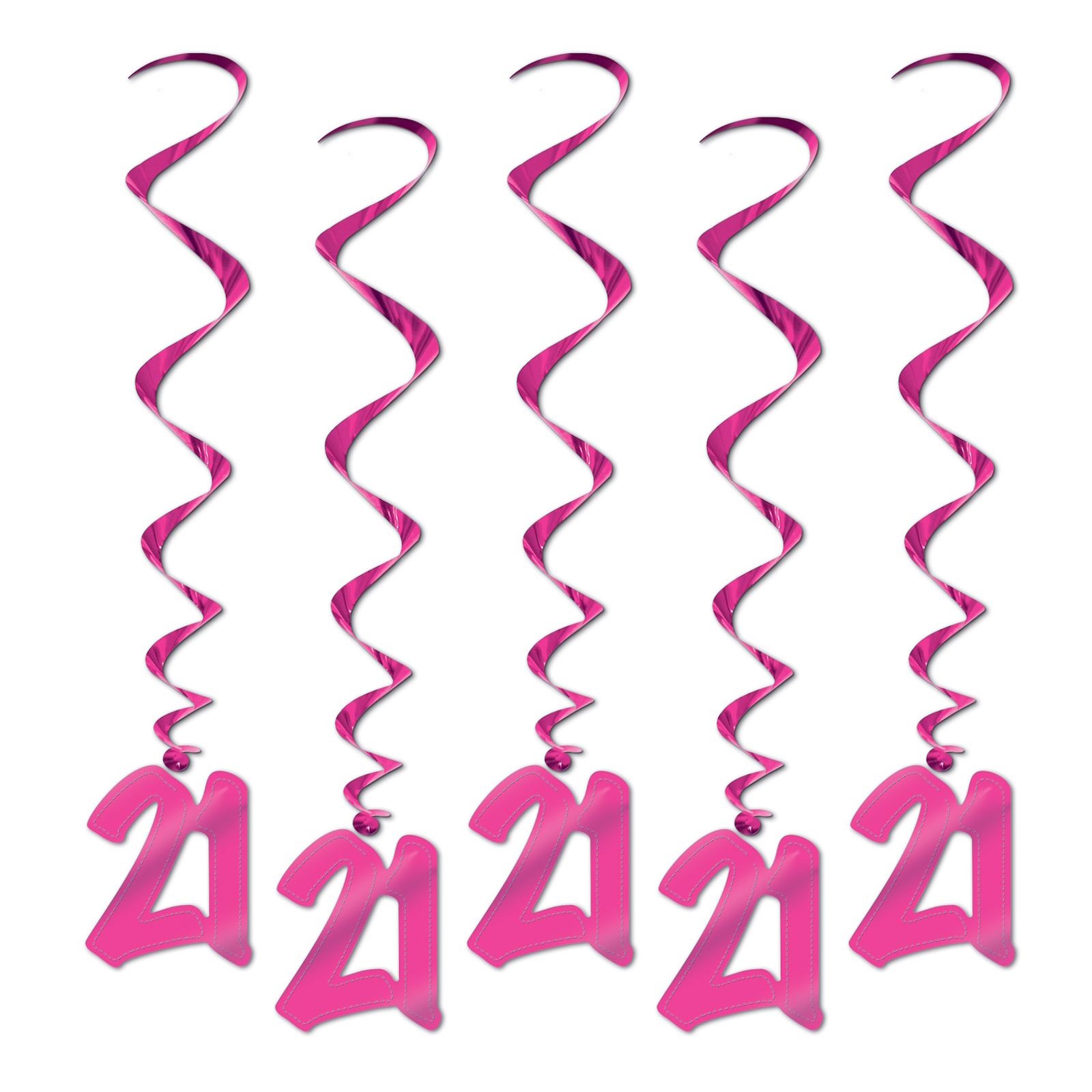 Pink 21st Birthday Swirl Decorations (Pack of 5)