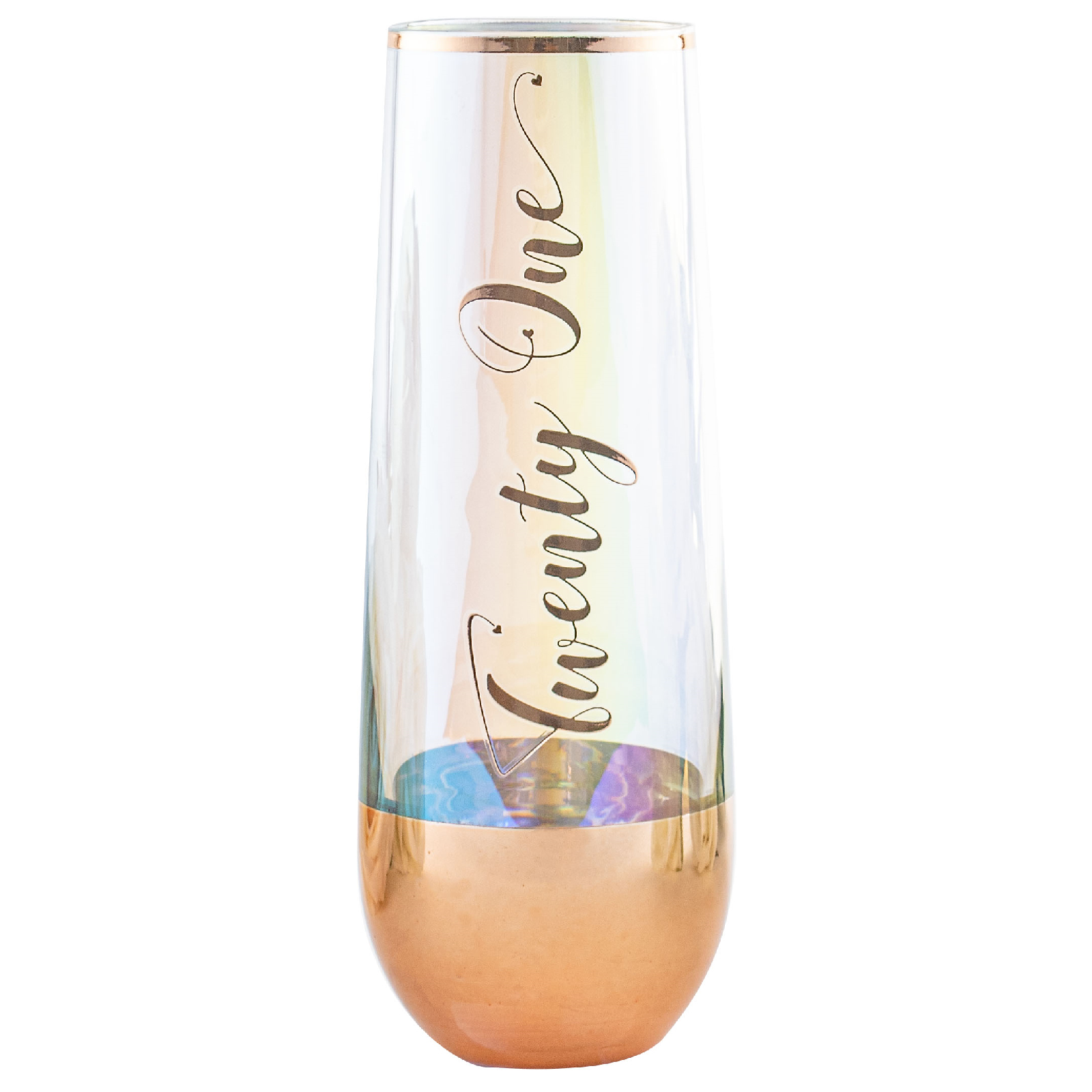 21st Birthday Rose Gold Ombre Stemless Champagne Glass