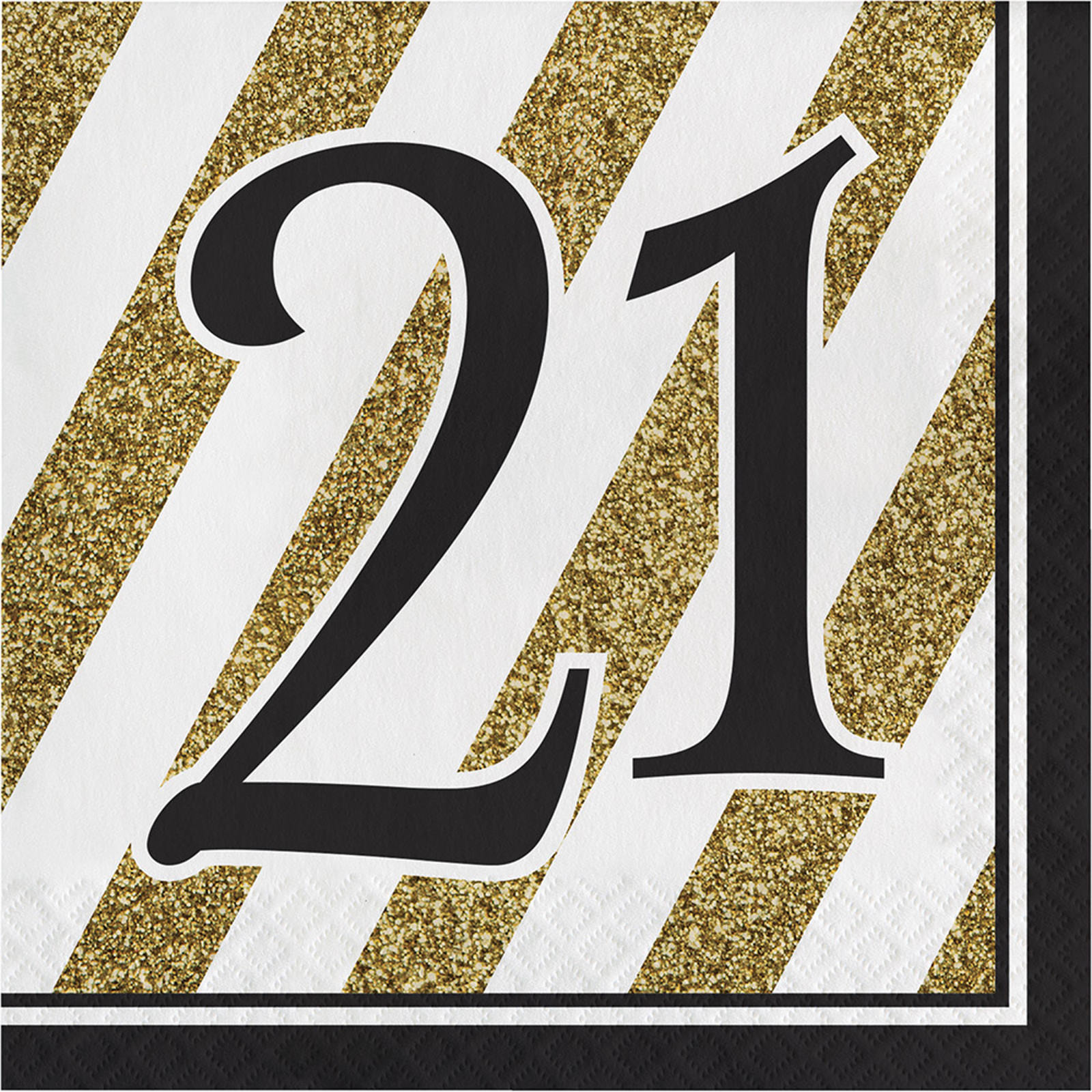 Black & Gold 21st Birthday Large Napkins / Serviettes (Pack of 16)