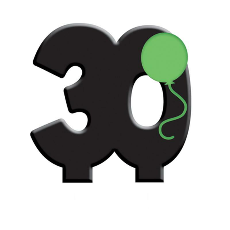 Black 30th Birthday Candle