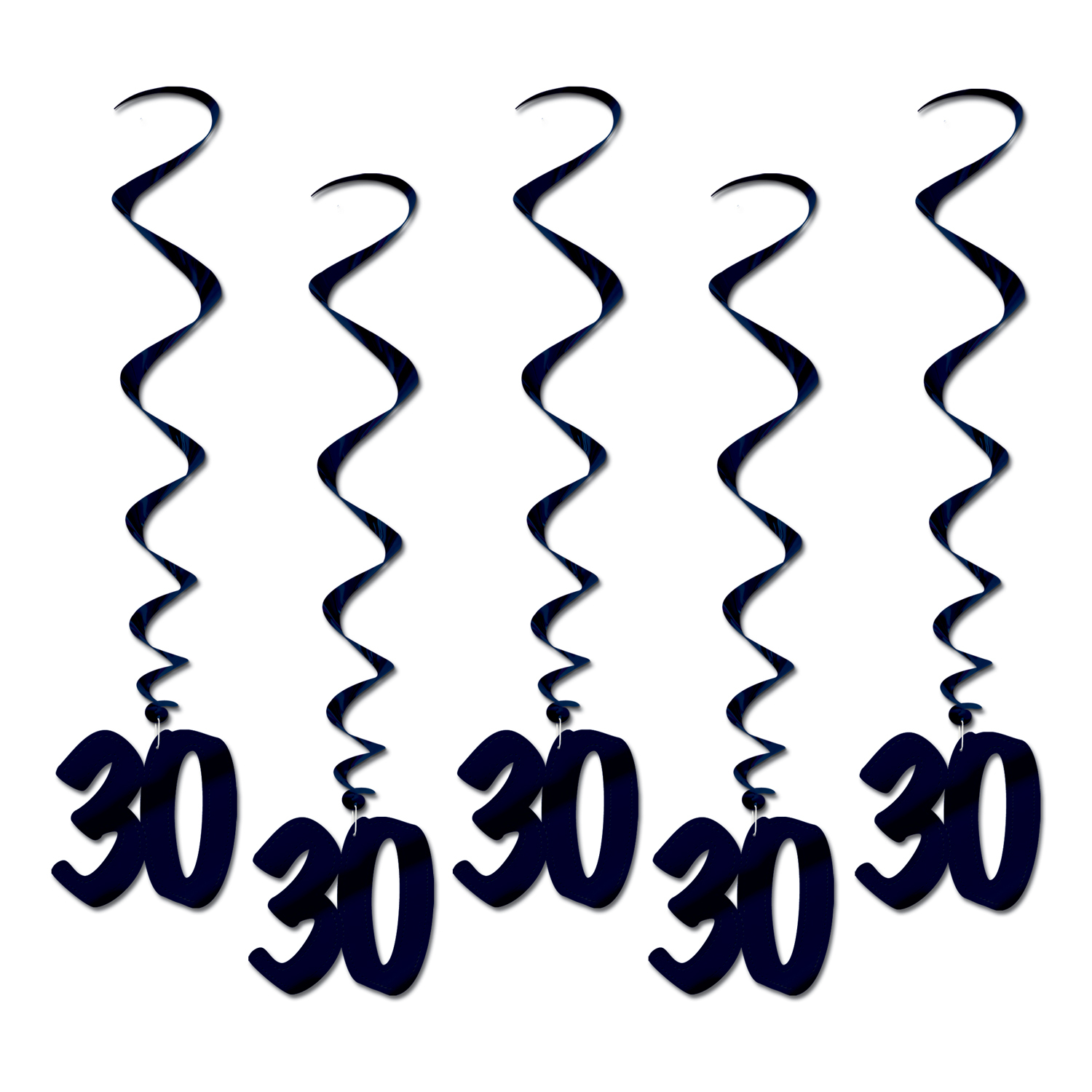 Black 30th Birthday Whirls (Pack of 5)