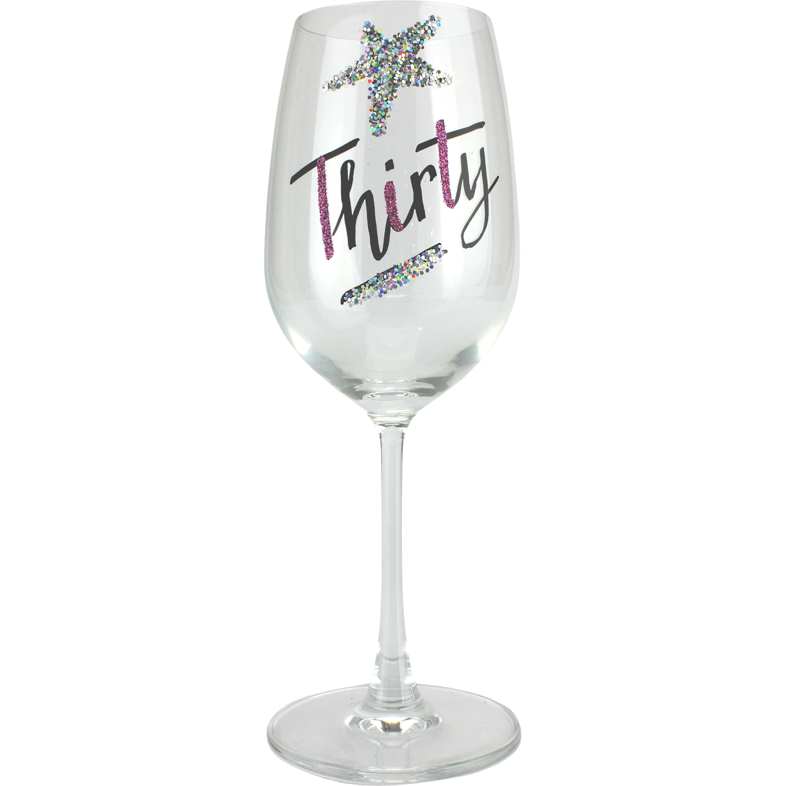 30th Birthday Holographic Glitter Wine Glass