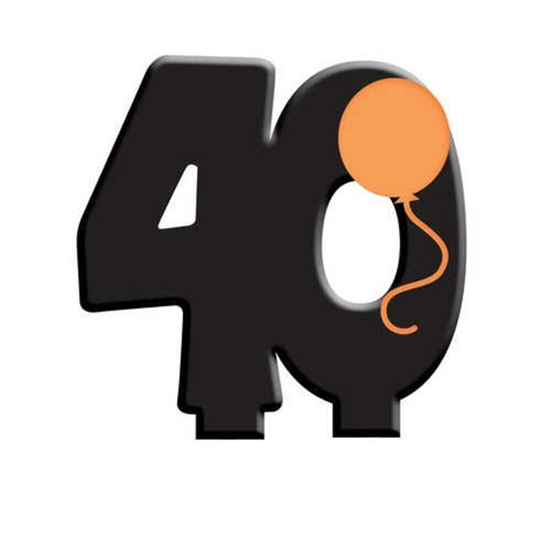 Black 40th Birthday Candle