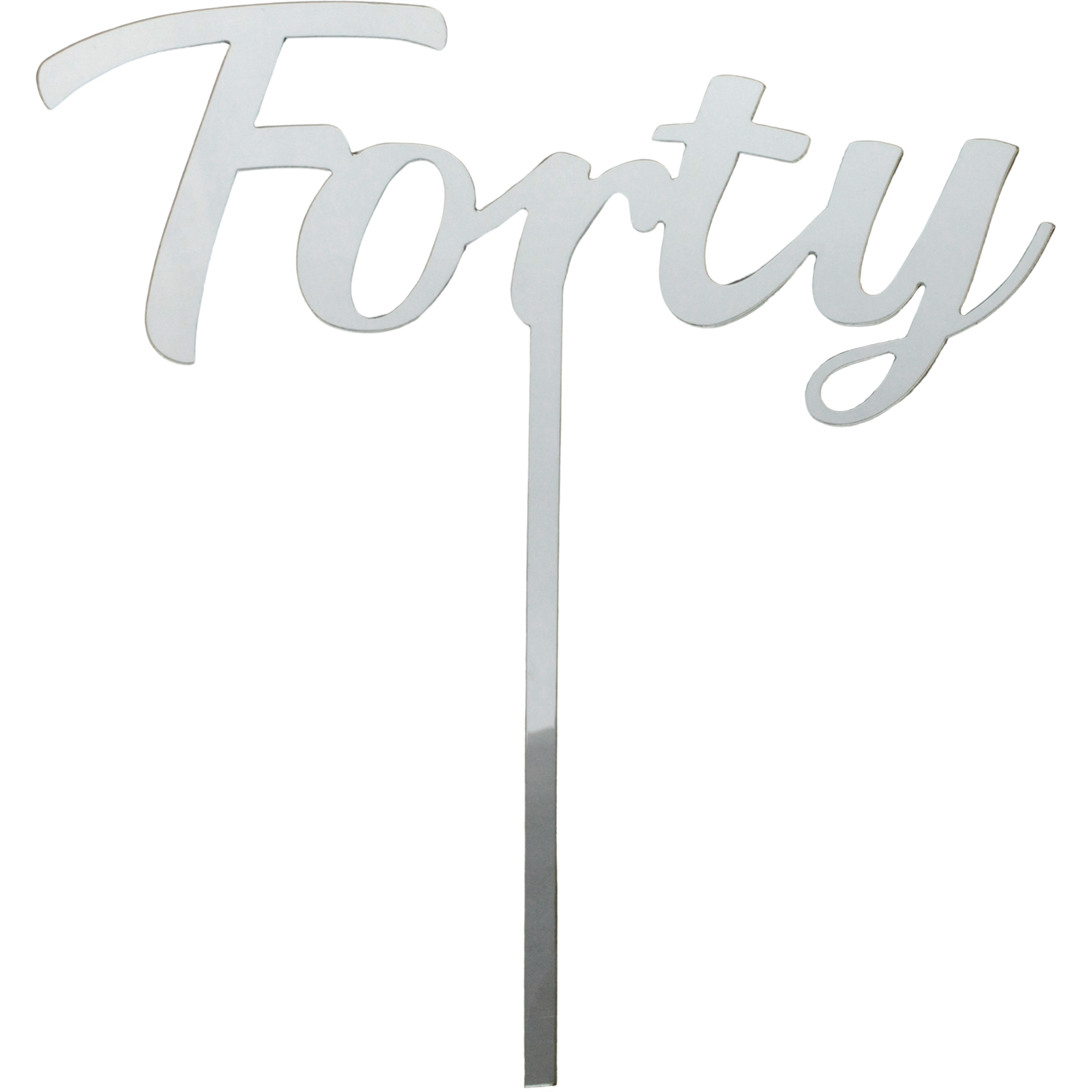 Forty Silver Acrylic Cake Topper