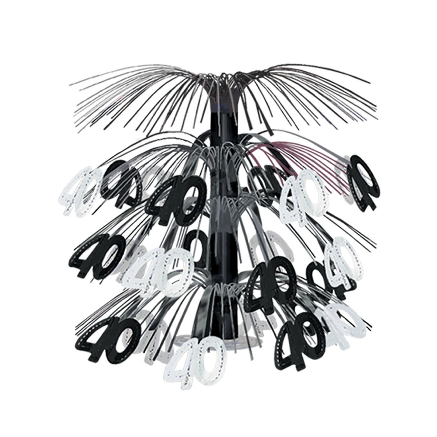 40th Birthday Black Silver Cascade Centrepiece