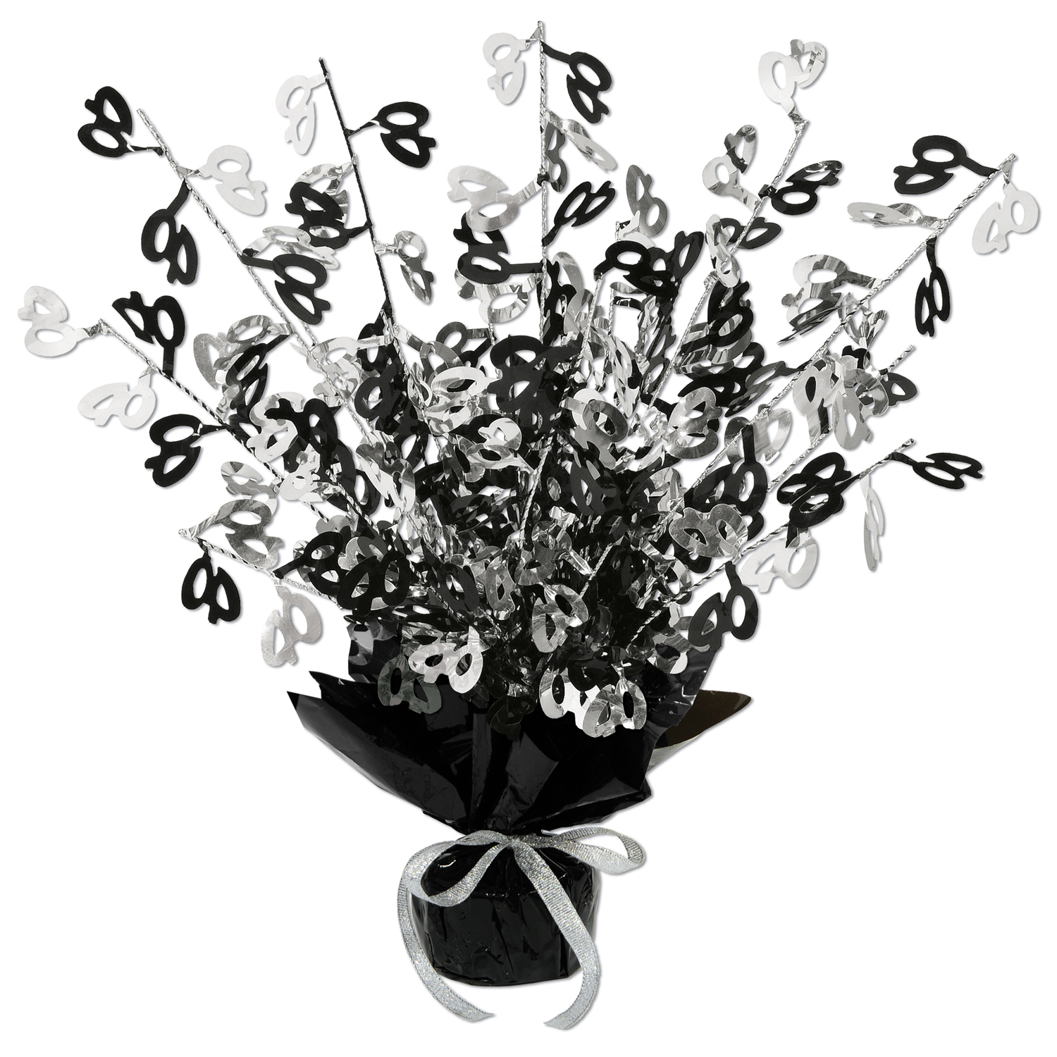 40th Birthday Black Silver Gleam 'n Burst Centrepiece