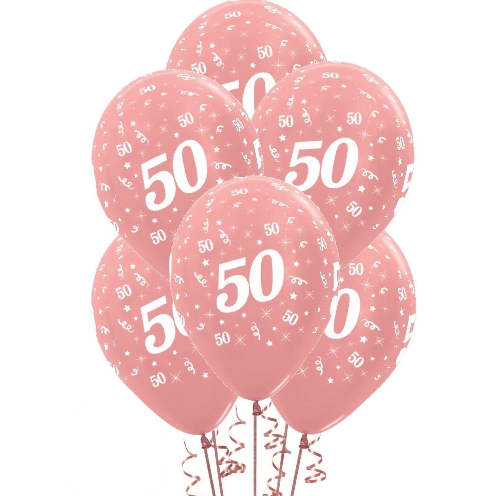 Sempertex All Over 50th Birthday Rose Gold Balloons (Pack of 6)