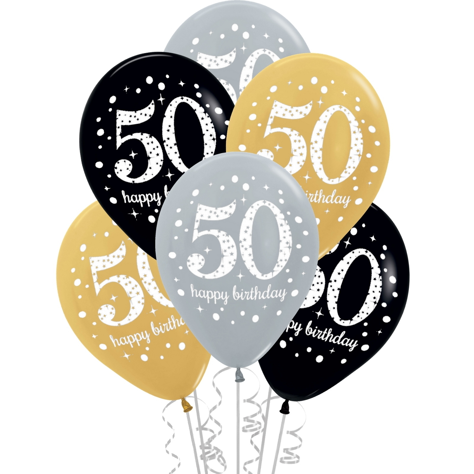 Sparkling Celebration 50th Birthday Balloons (Pack of 6)