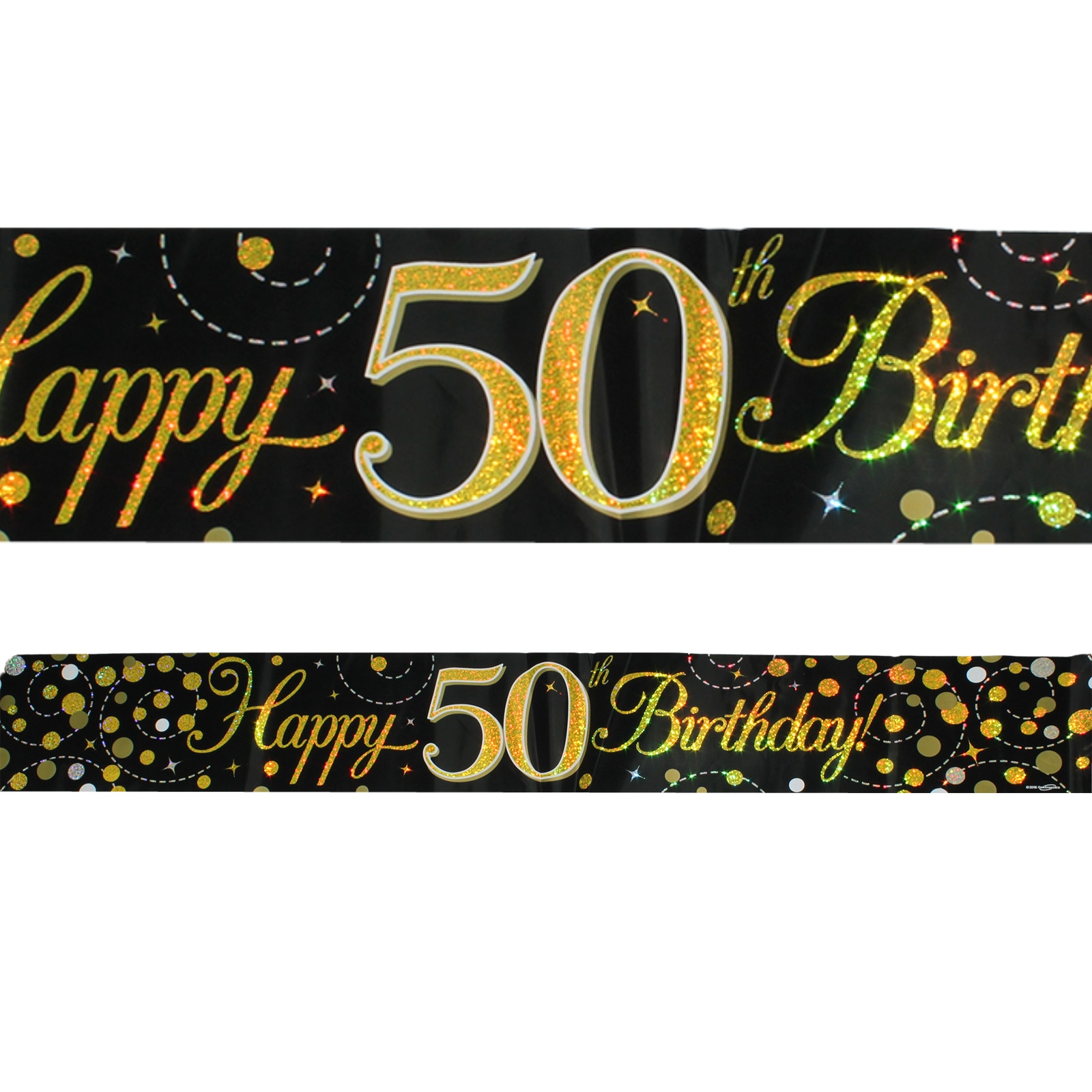 Sparkling Fizz Black and Gold 50th Happy Birthday Banner
