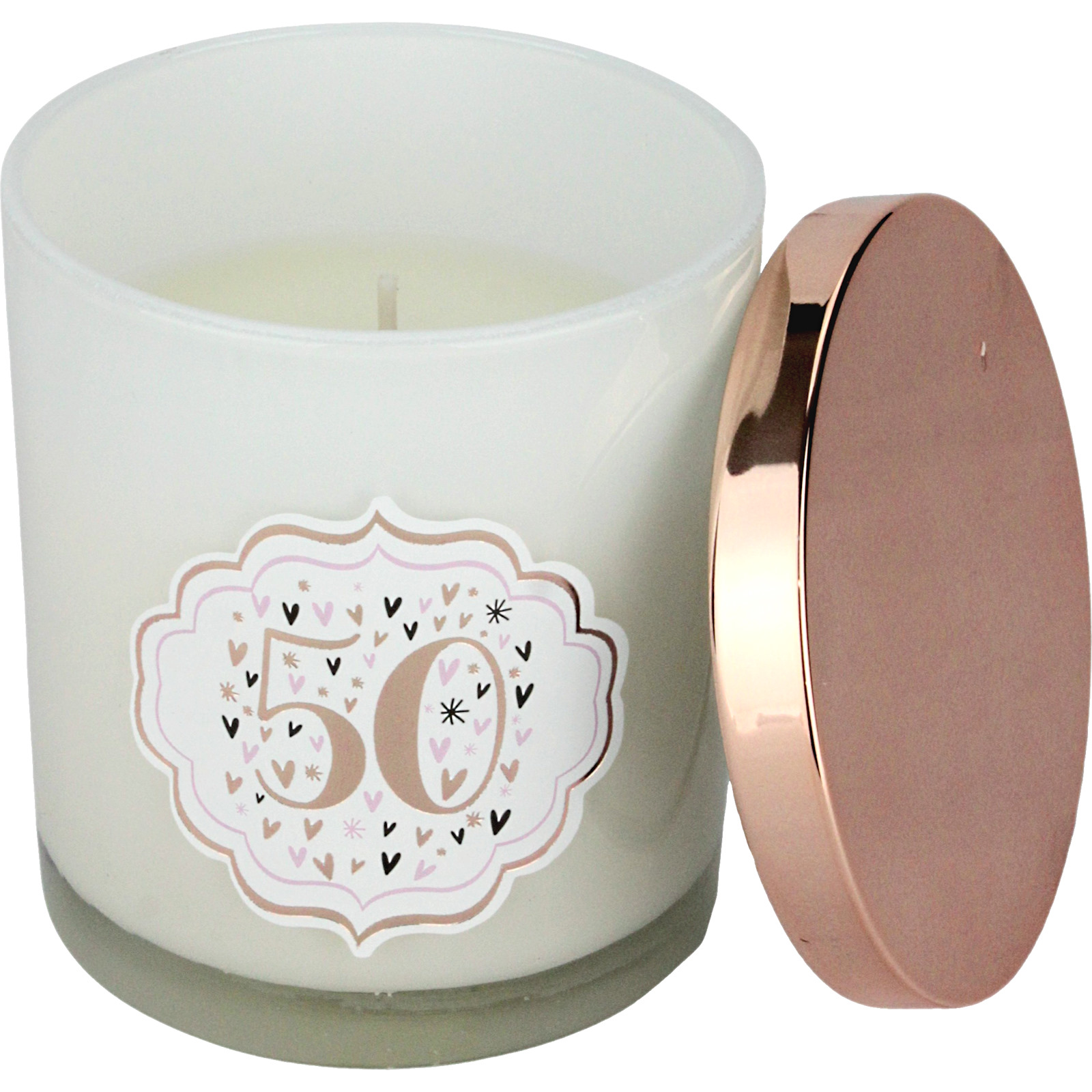 50th Birthday Pastel Hearts Scented Candle