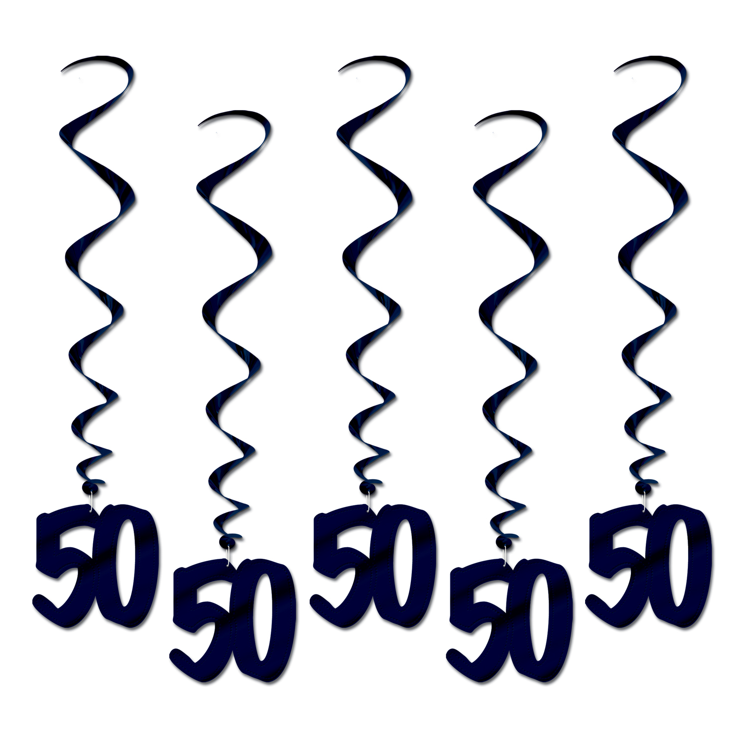 Black 50th Birthday Whirls (Pack of 5)