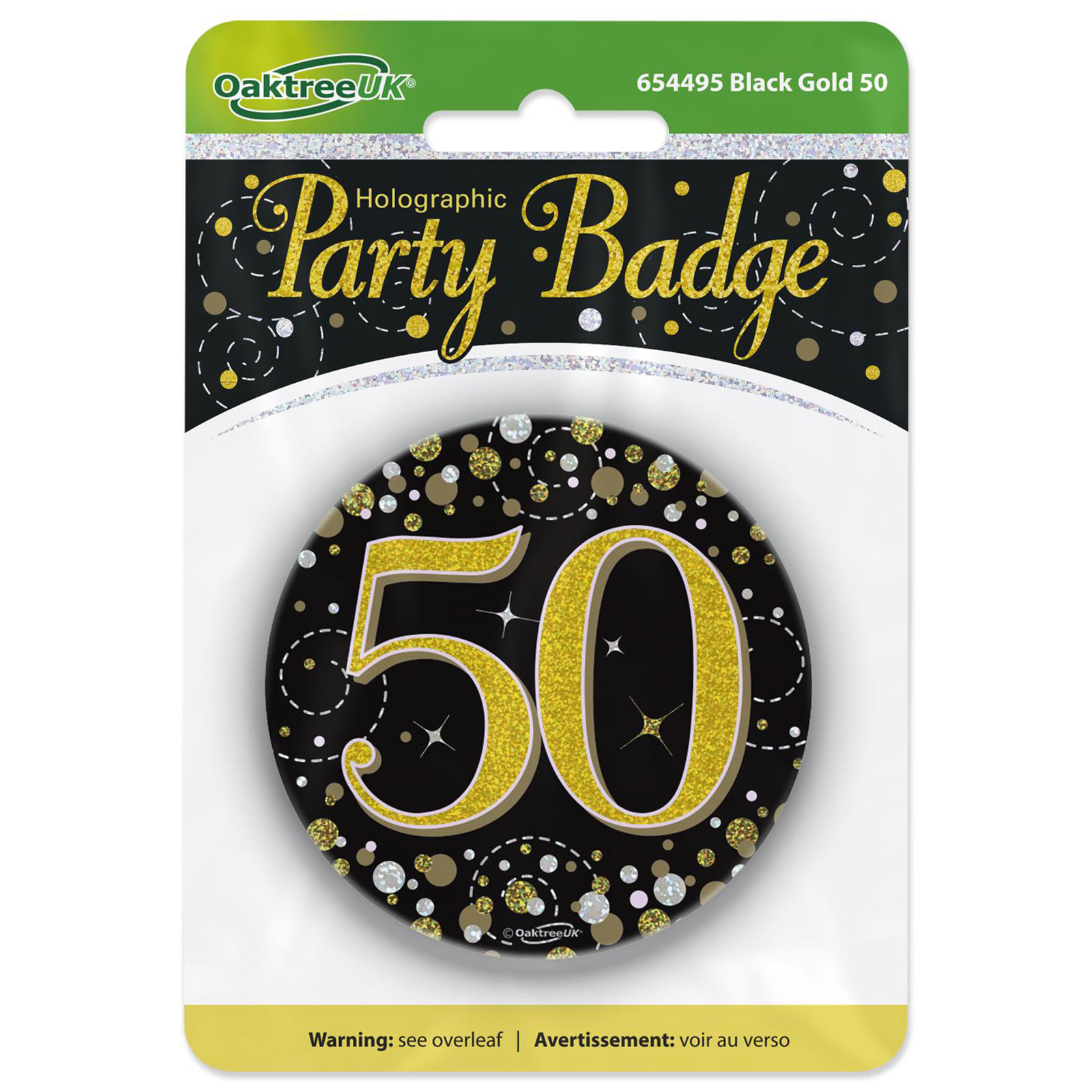 Sparkling Fizz Black & Gold 50th Holographic Badge