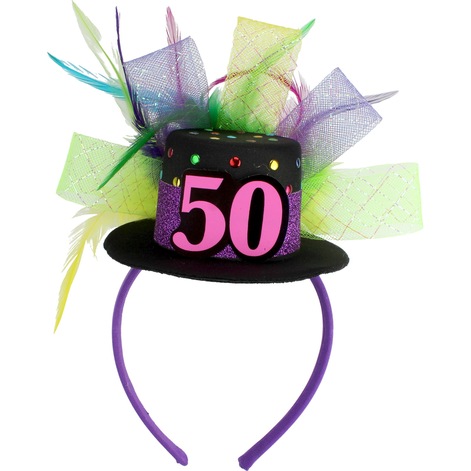 50th Colourful Mini Hat Headband 