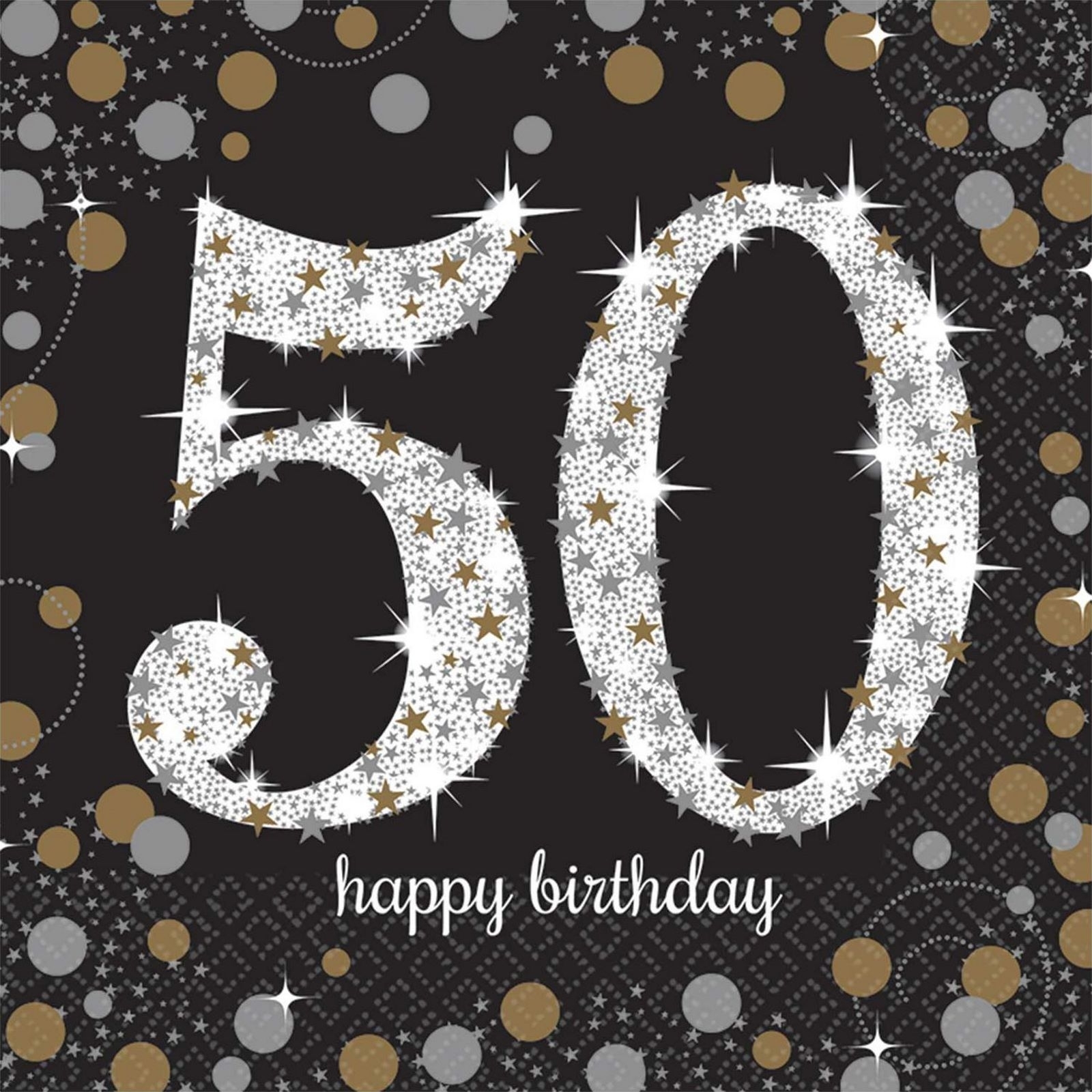 Sparkling Celebration 50th Birthday Large Napkins / Serviettes (Pack of 16)