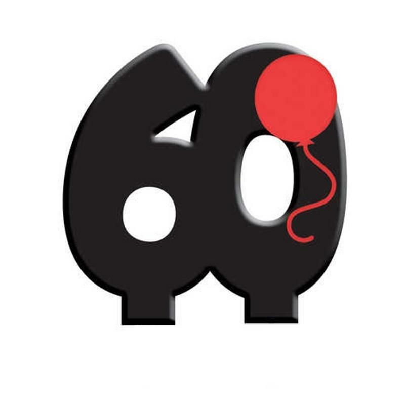 Black 60th Birthday Candle