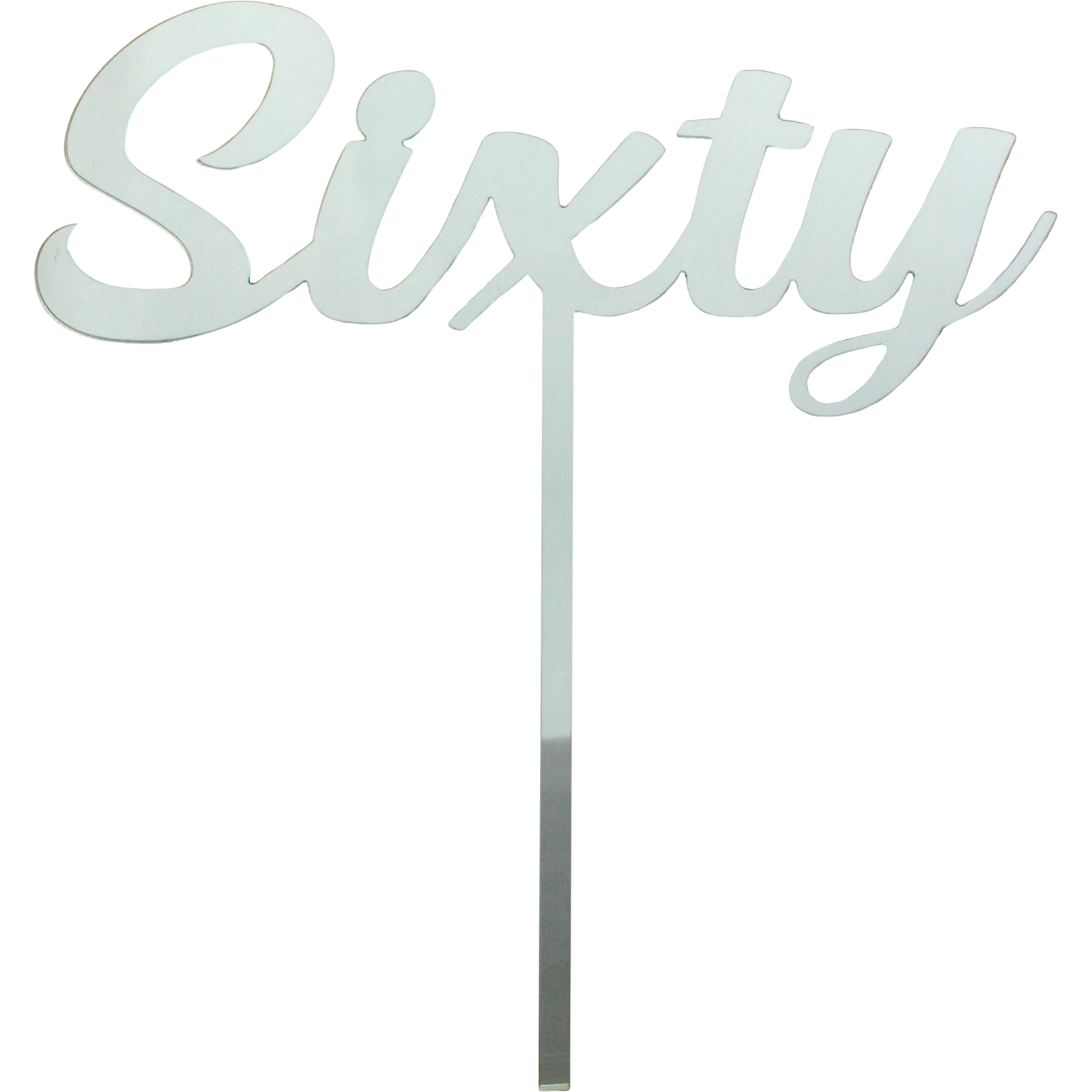 Sixty Silver Acrylic Cake Topper