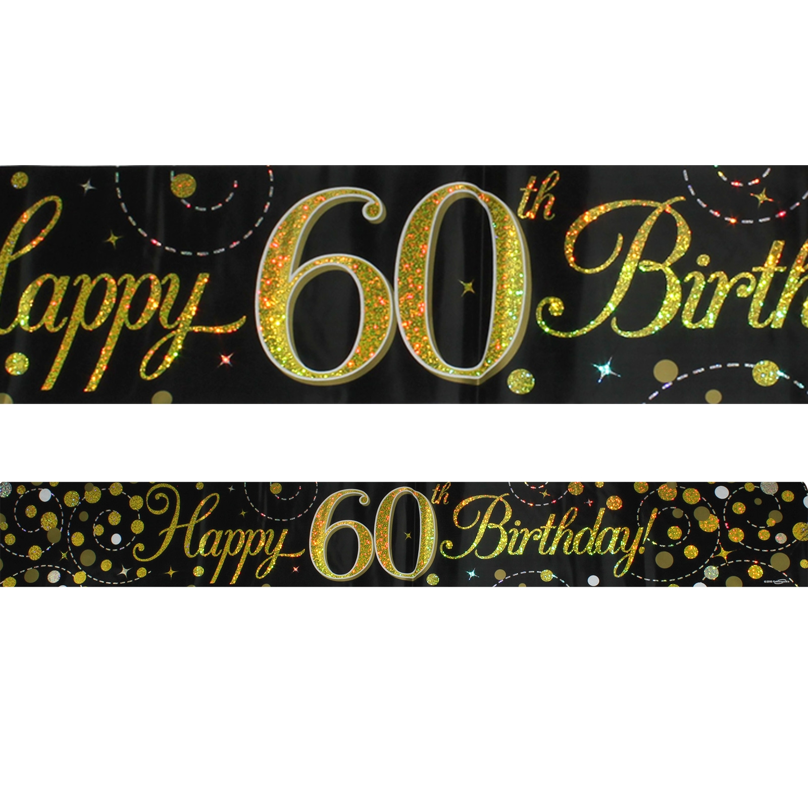 Sparkling Fizz Black and Gold 60th Happy Birthday Banner