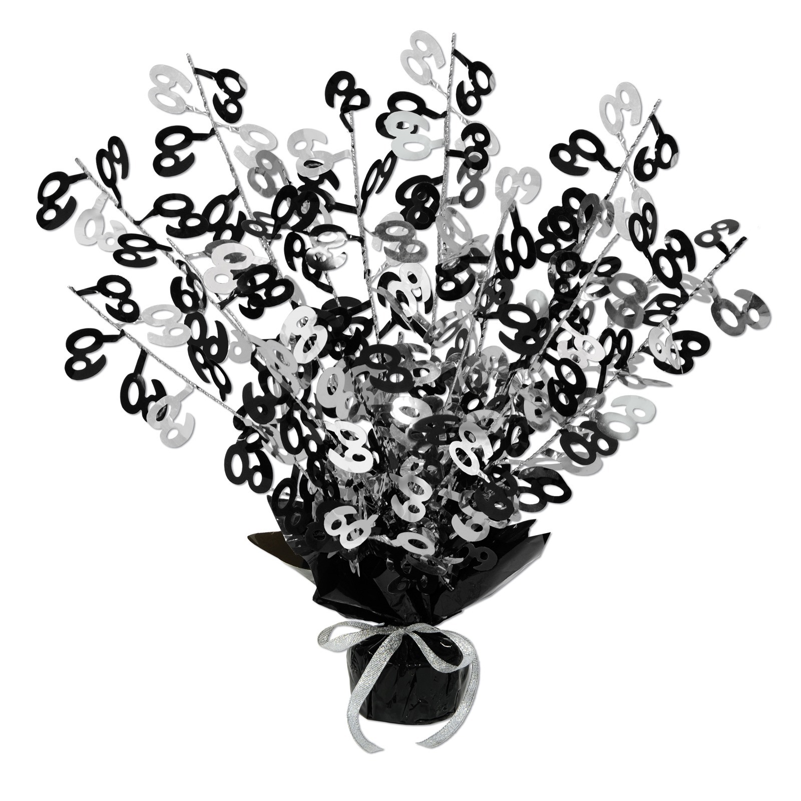 60th Birthday Black Silver Gleam 'n Burst Centrepiece