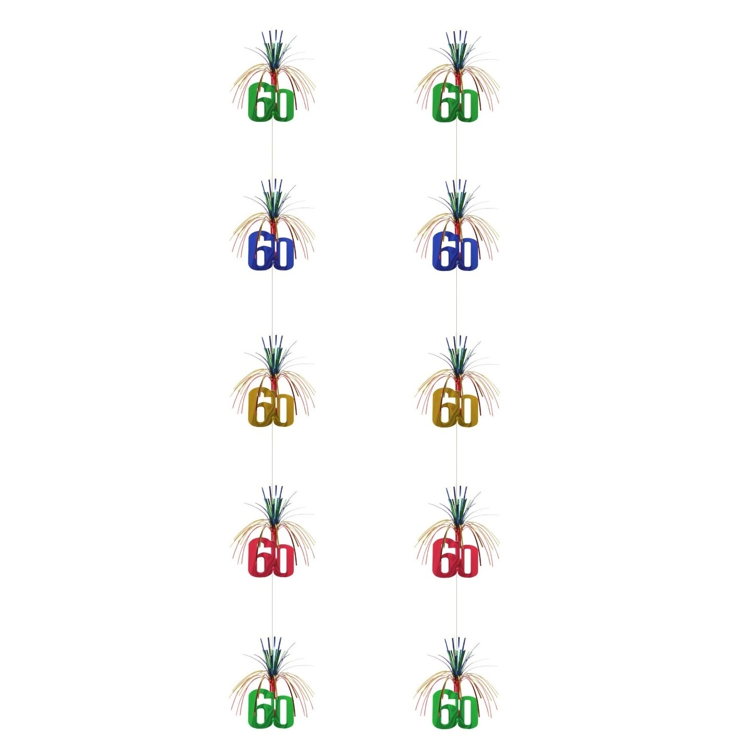 60th Birthday Hanging Firework Cascades (Pack of 2)