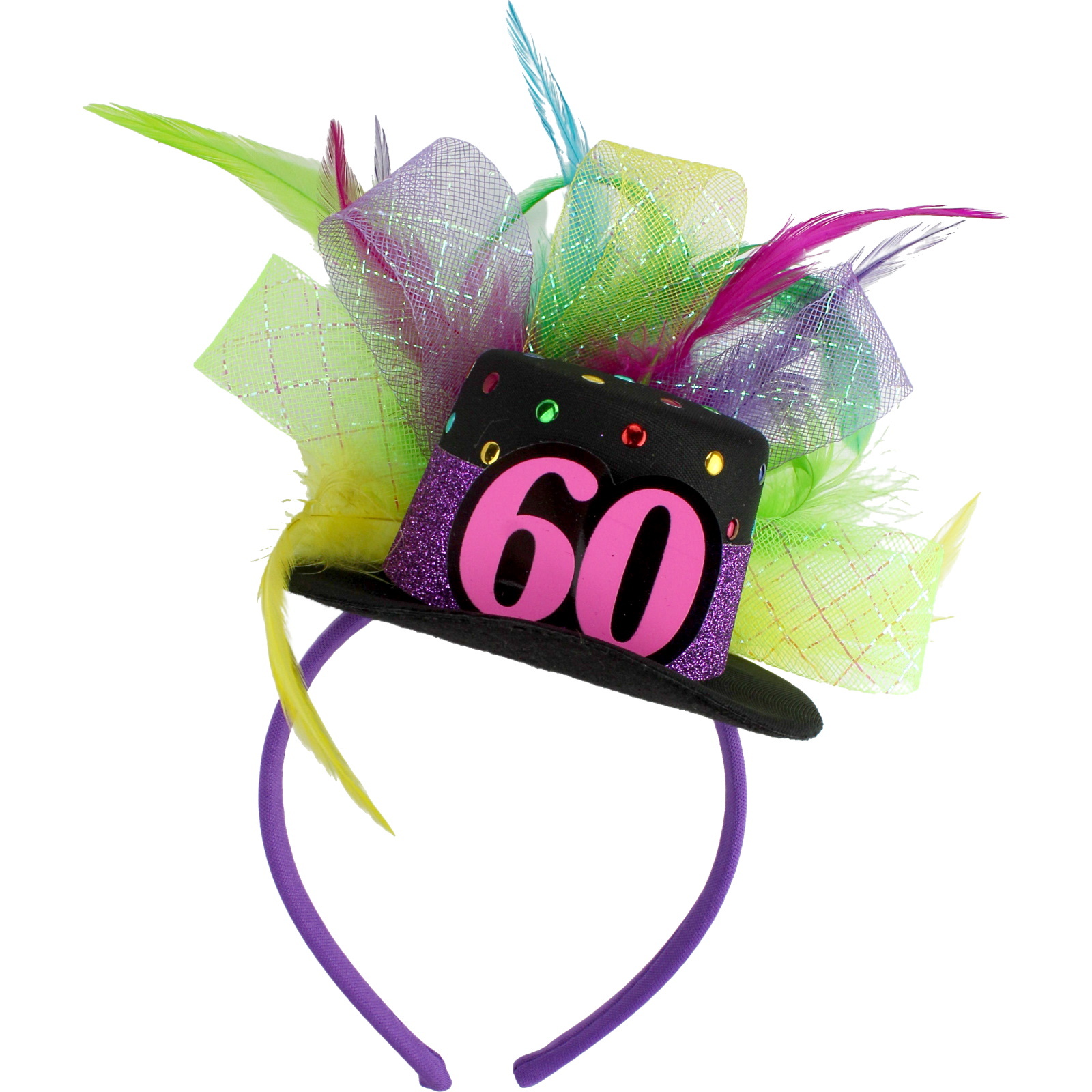 60th Colourful Mini Hat Headband 