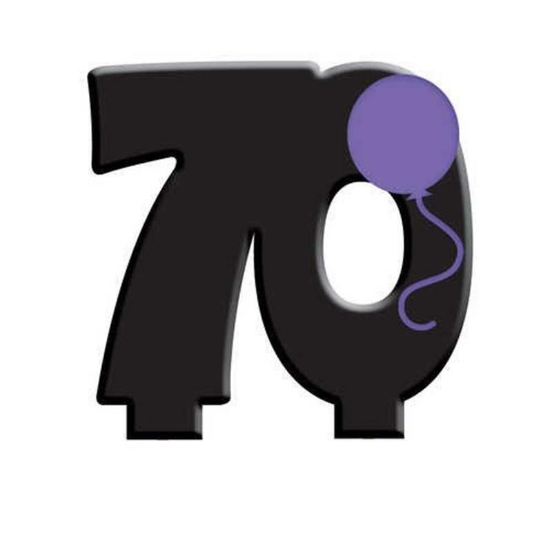 Black 70th Birthday Candle
