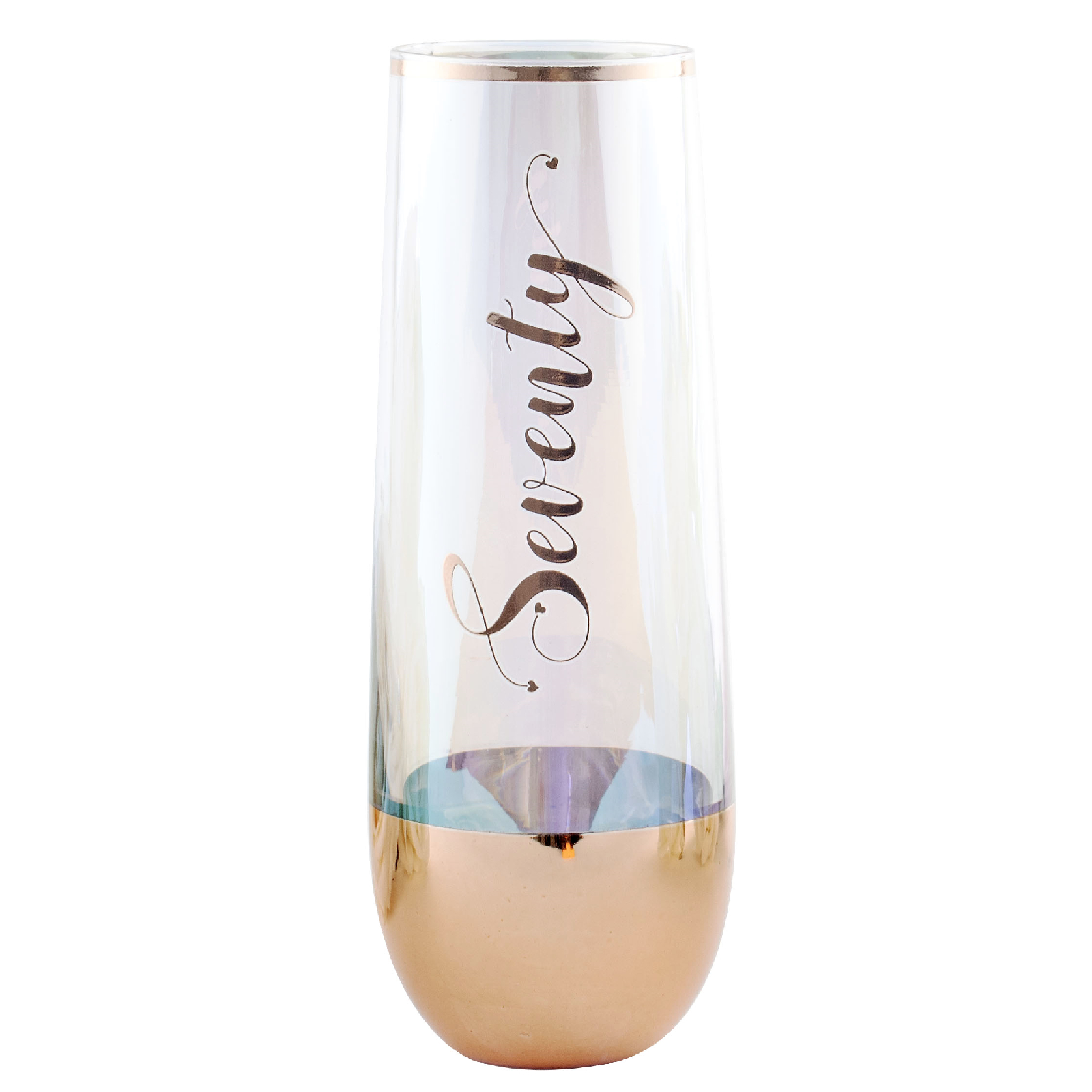 70th Birthday Rose Gold Ombre Stemless Champagne Glass