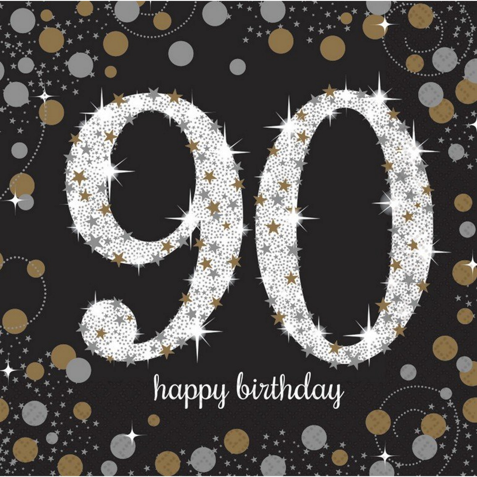 Sparkling Celebration 90th Birthday Large Napkins / Serviettes (Pack of 16)