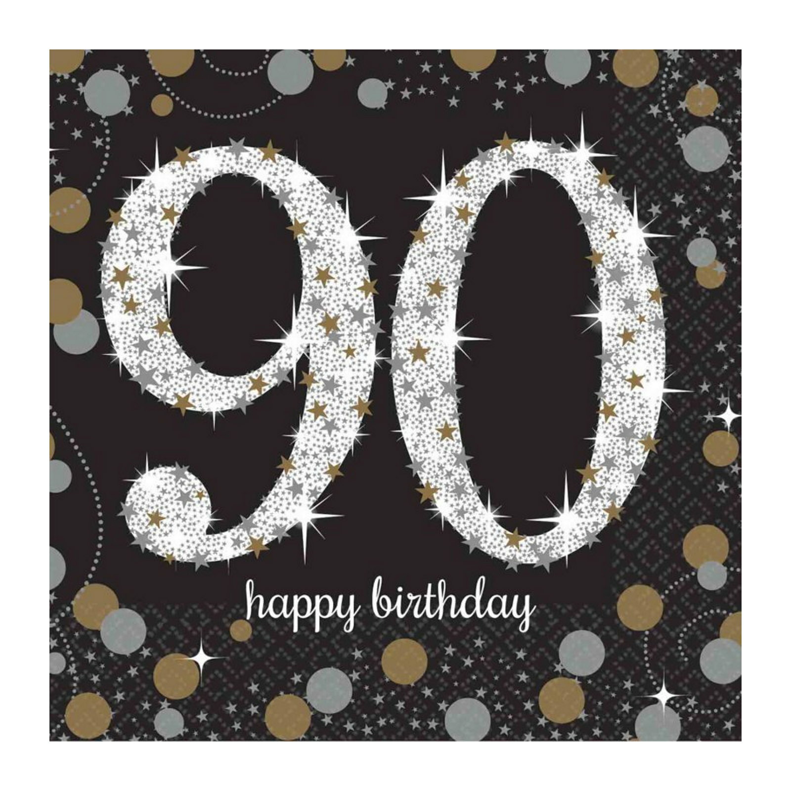 Sparkling Celebration 90th Birthday Small Paper Napkins / Serviettes (Pack of 16)