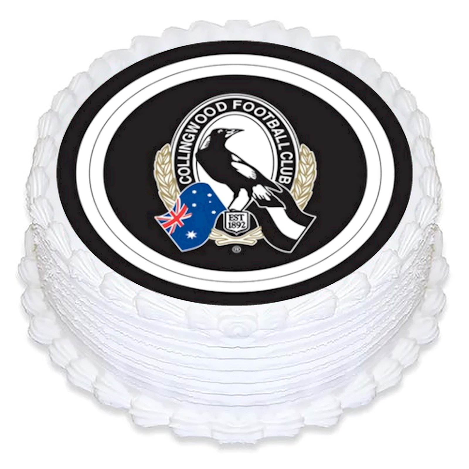 Collingwood Football Club Round Edible Icing Cake Decoration