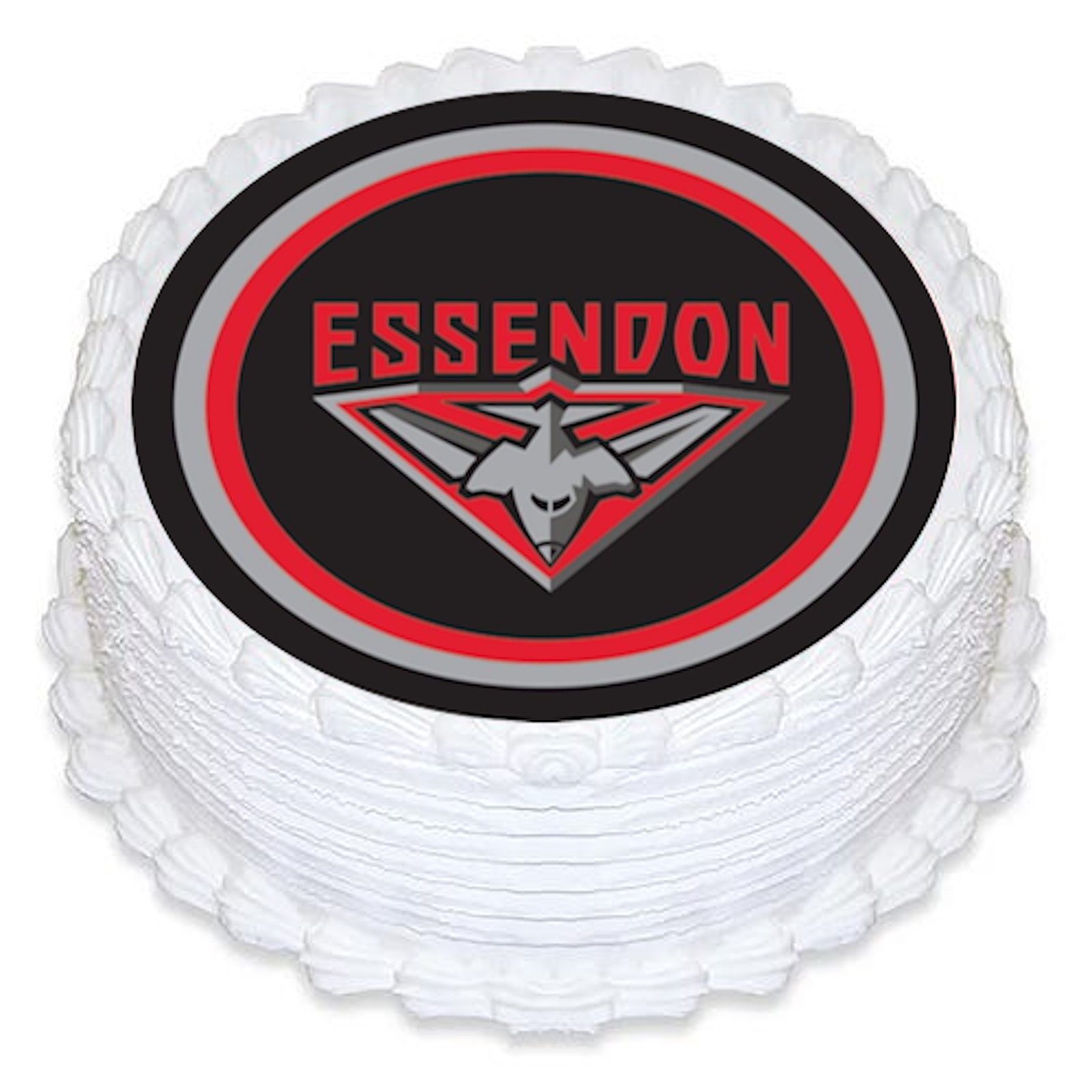 Essendon Football Club Round Edible Icing Cake Decoration 