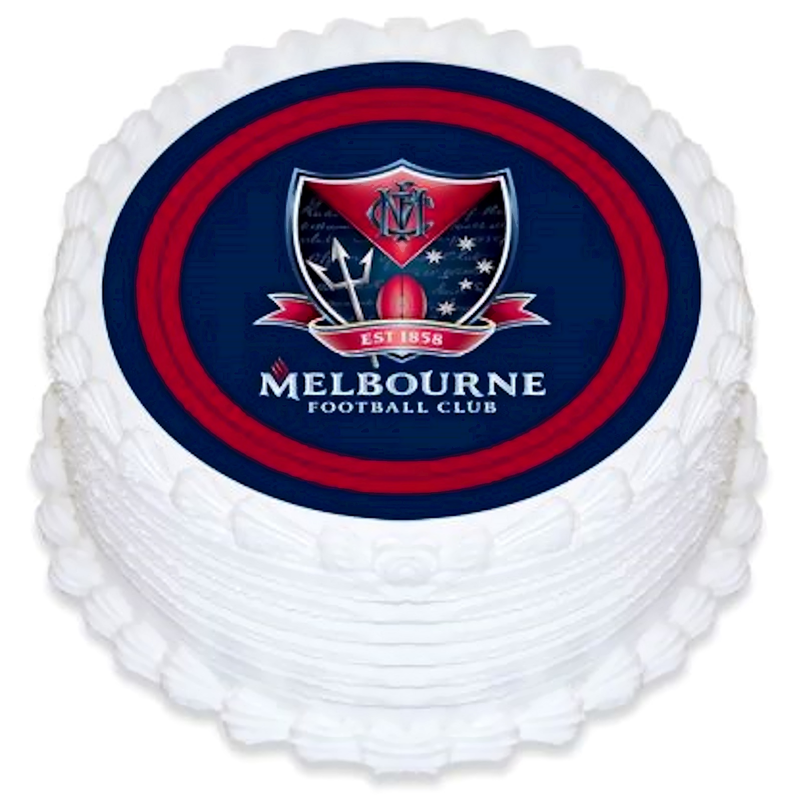 Melbourne Football Club Round Edible Icing Cake Decoration