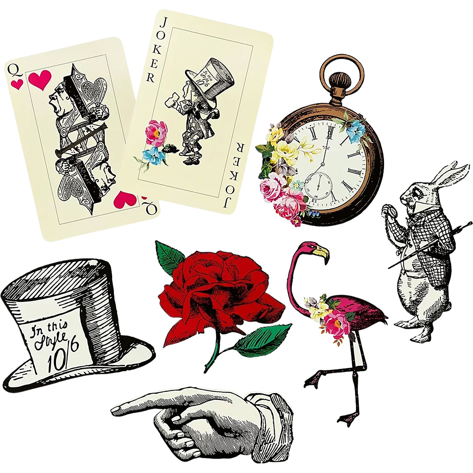 Talking Tables Mad Hatter Alice In Wonderland Cutout Wall Decorations (Pack of 8) 