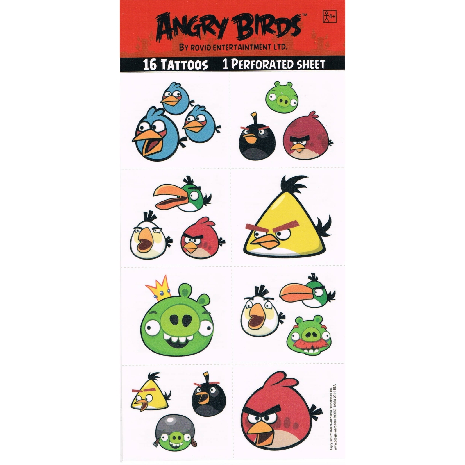 Angry Birds Tattoos (1 Sheet)