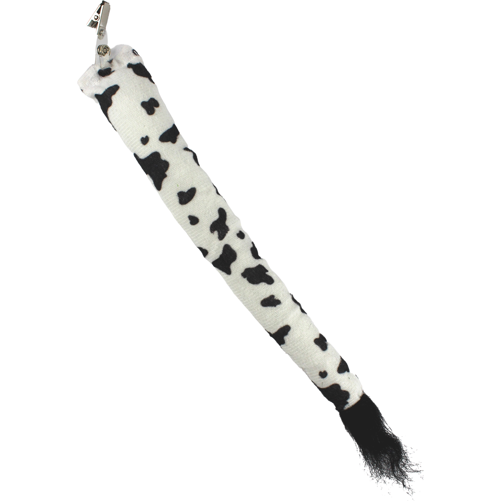 Plush Clip On White & Black Cow Print Tail