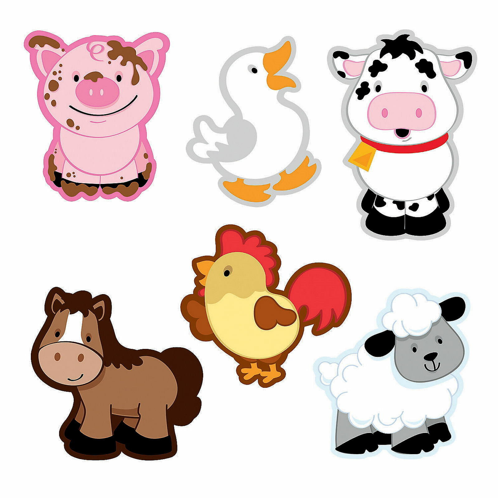 Mini Farm Animal Cutout Decorations (Pack of 48)