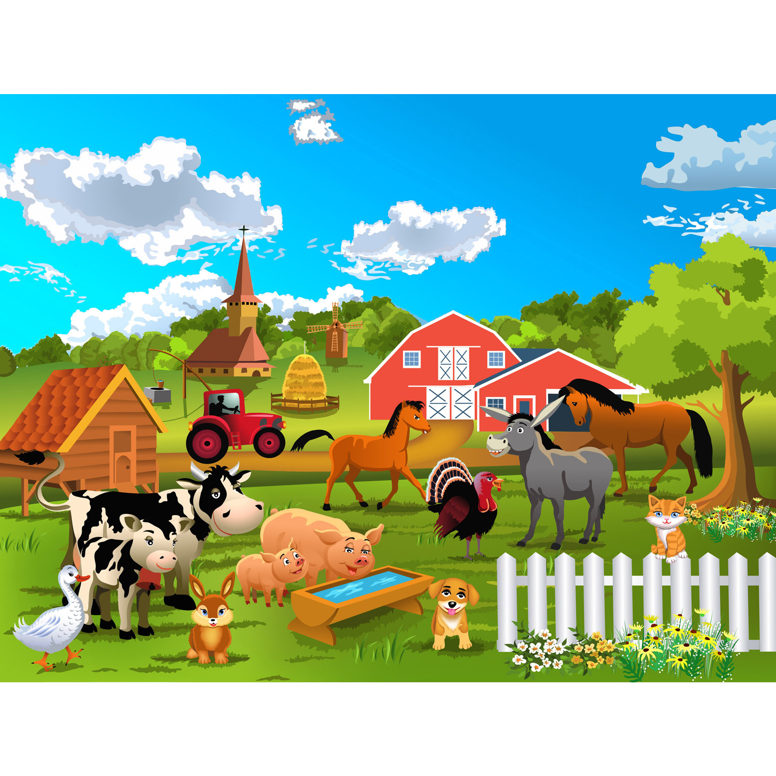 Barnyard Animals Large Fabric Wall Backdrop