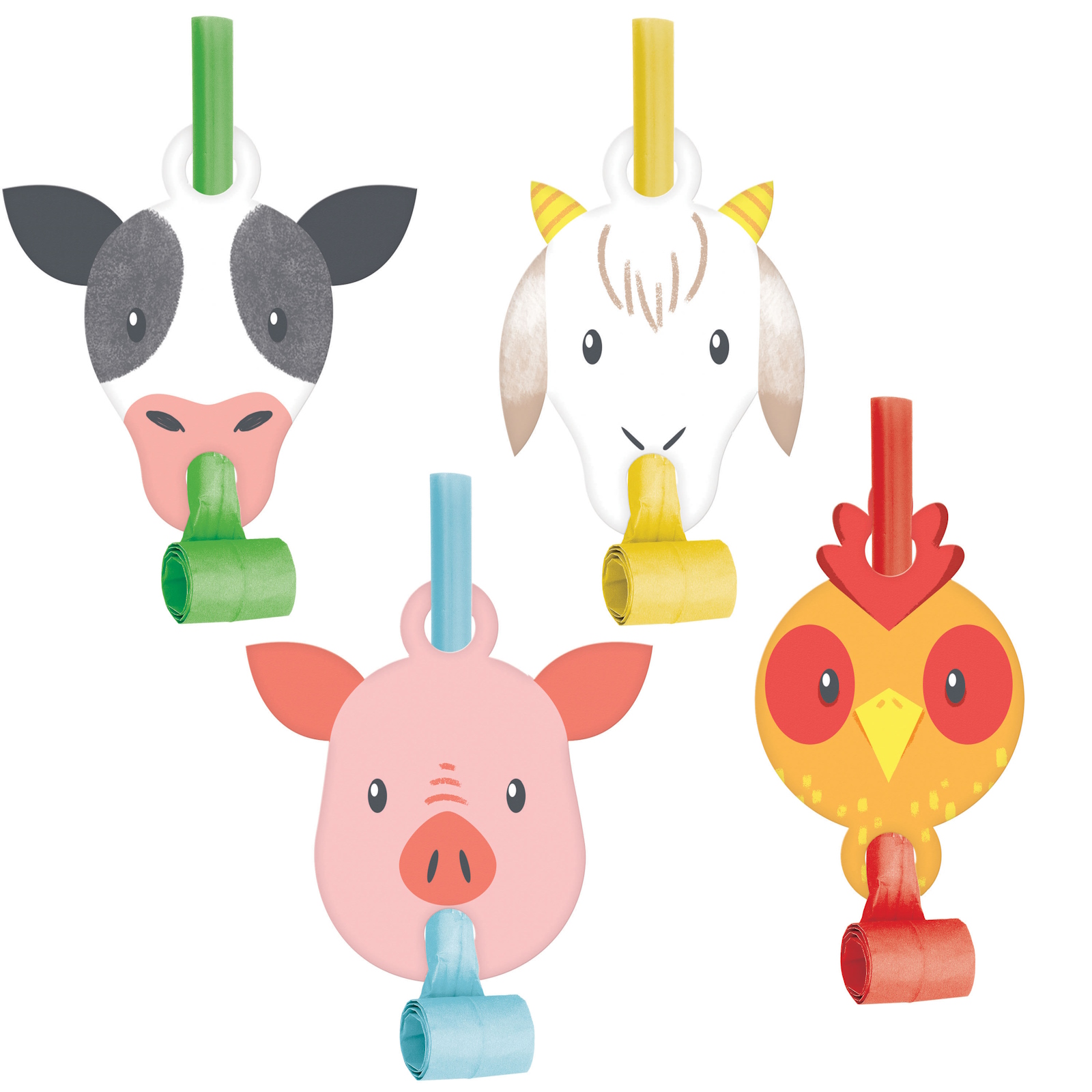 Farm Animals Party Blowers (Pack of 8)